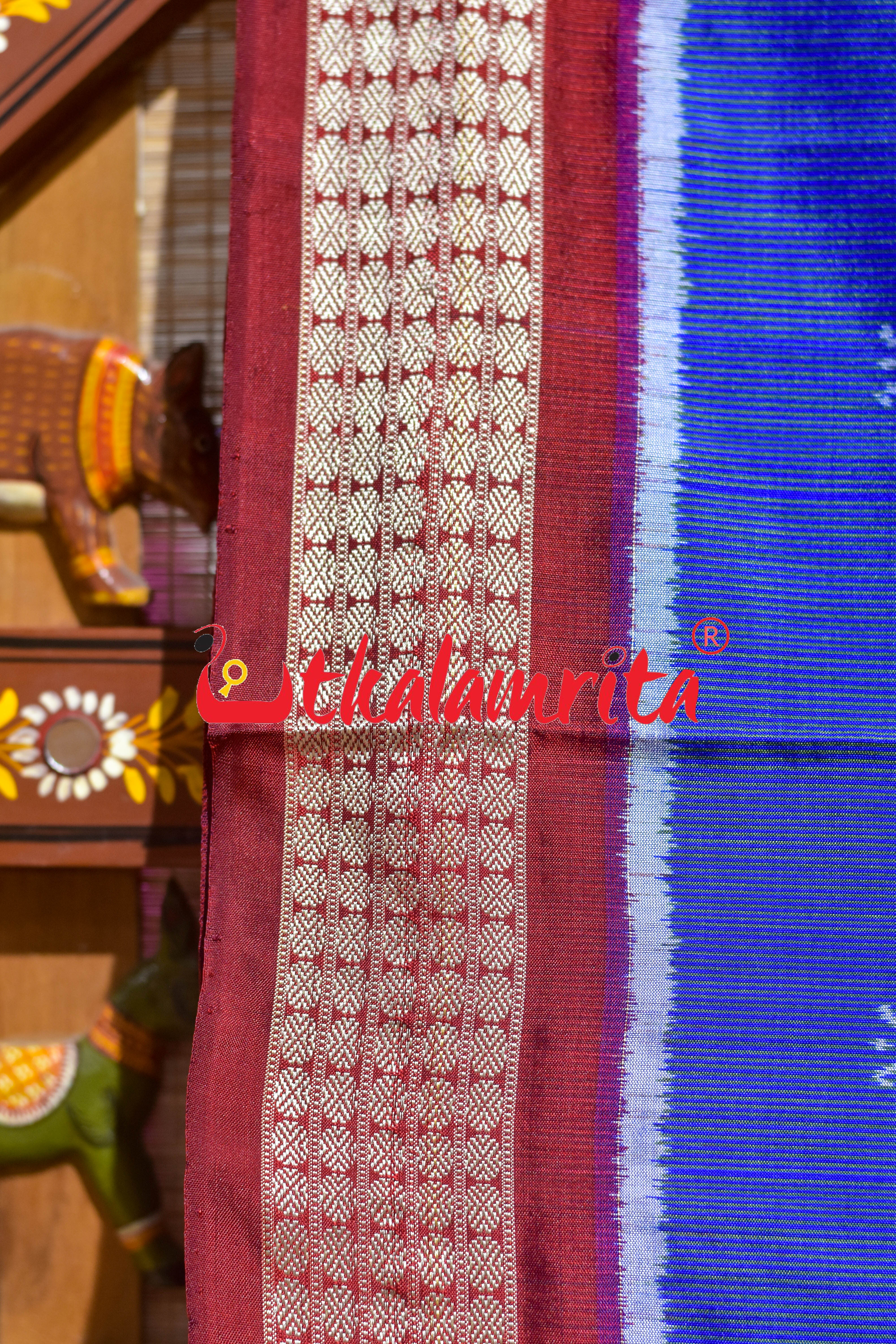 Blue Laxmi Pada Sambalpuri Silk Saree