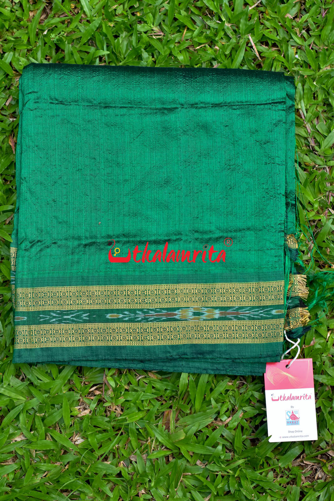 Green Bandha Border Silk (Fabric)