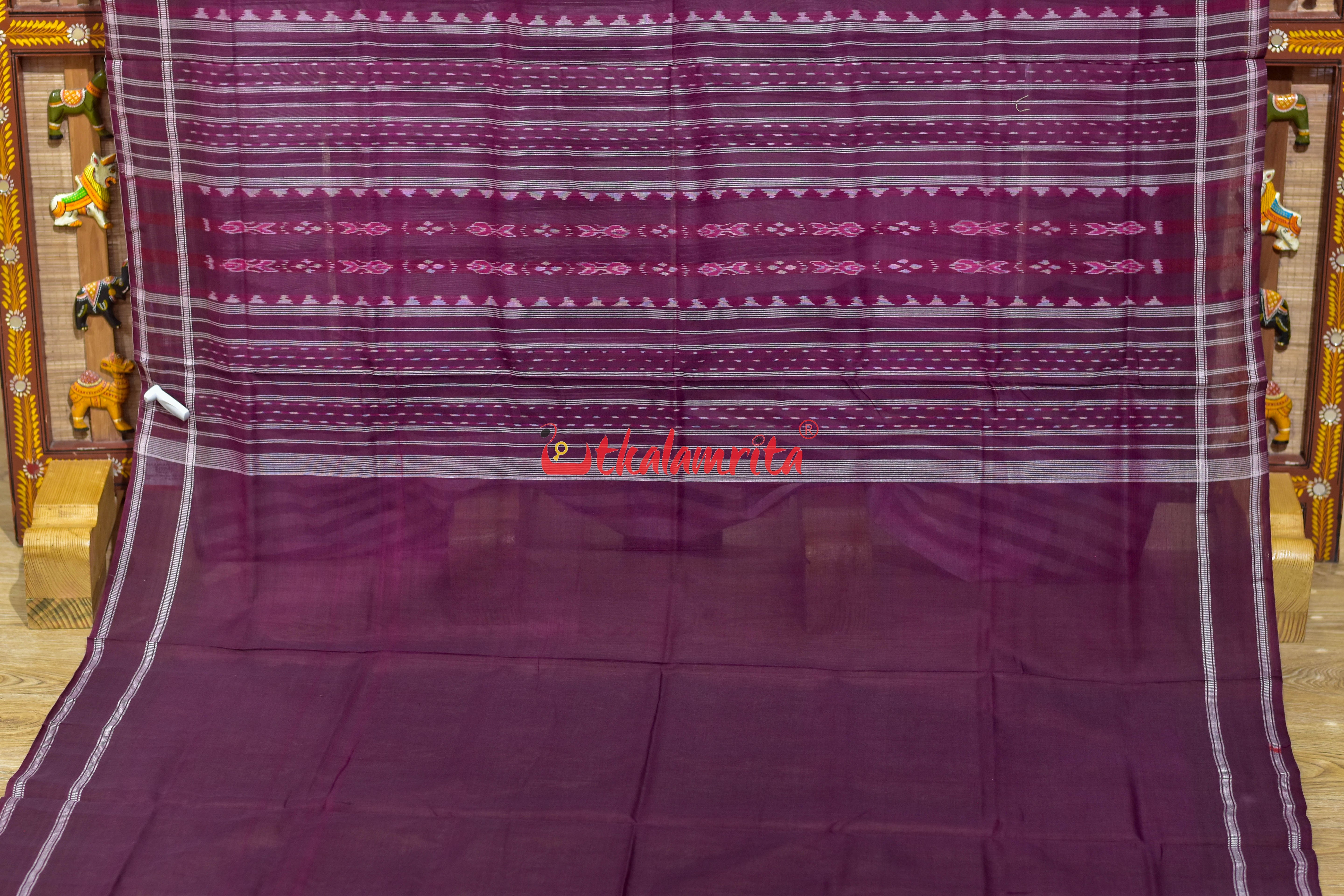 Pink Dhanpatri with Maroon Border Cotton Bapta Saree