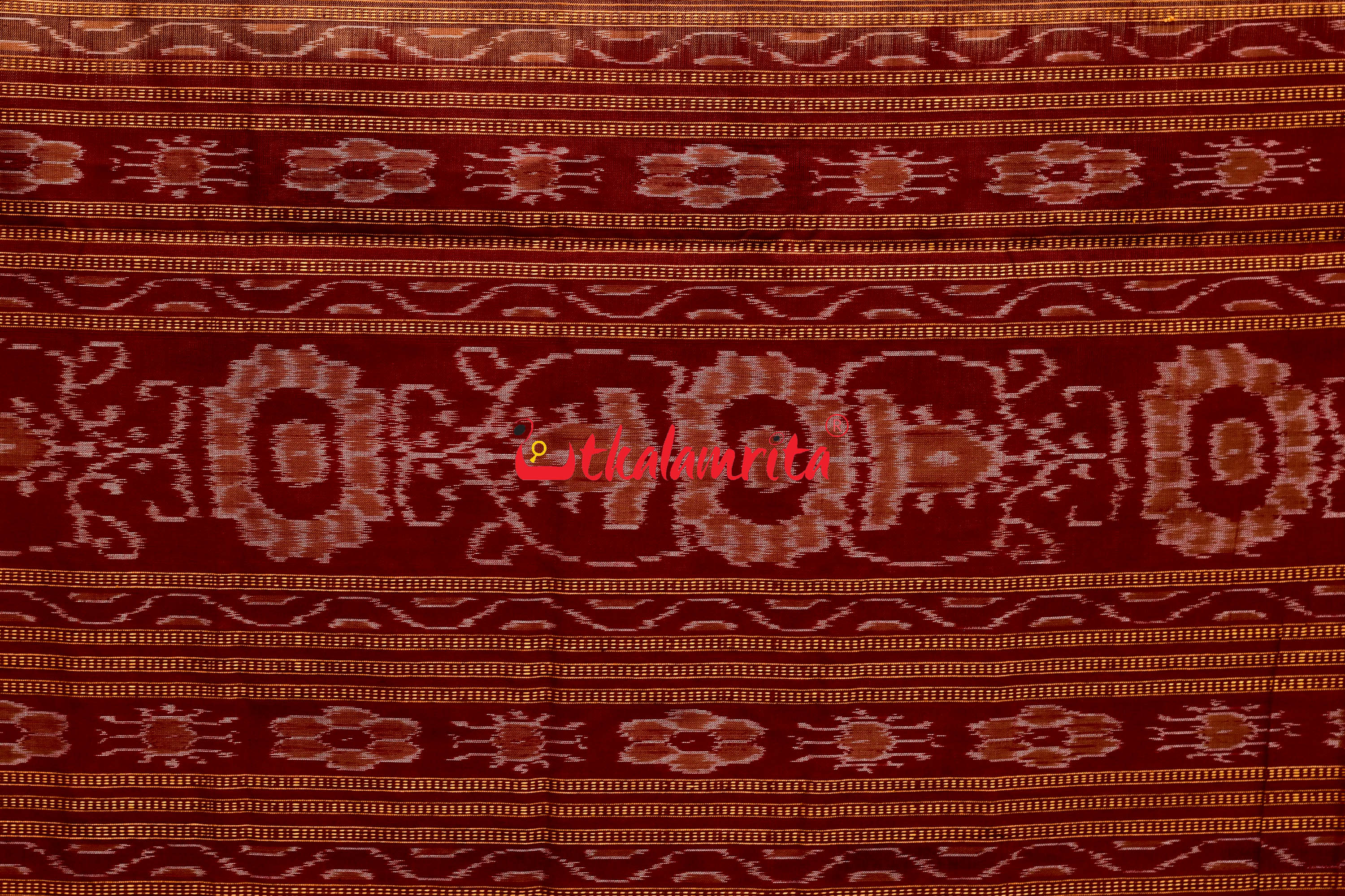 Biscuit Maroon Pentagon Bomkai Cotton Saree