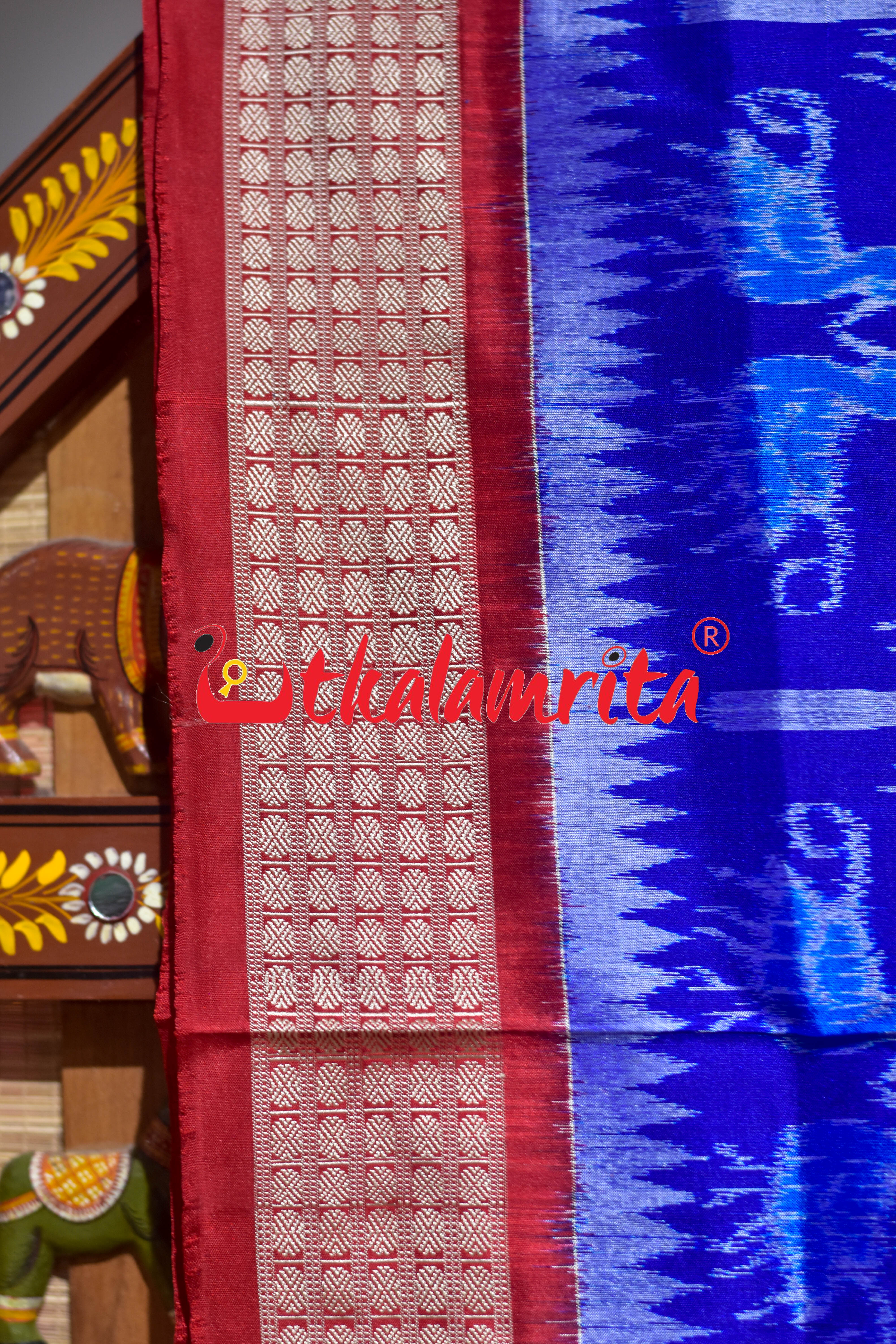 Kalasa Gachha Blue Red Sambalpuri Silk Saree