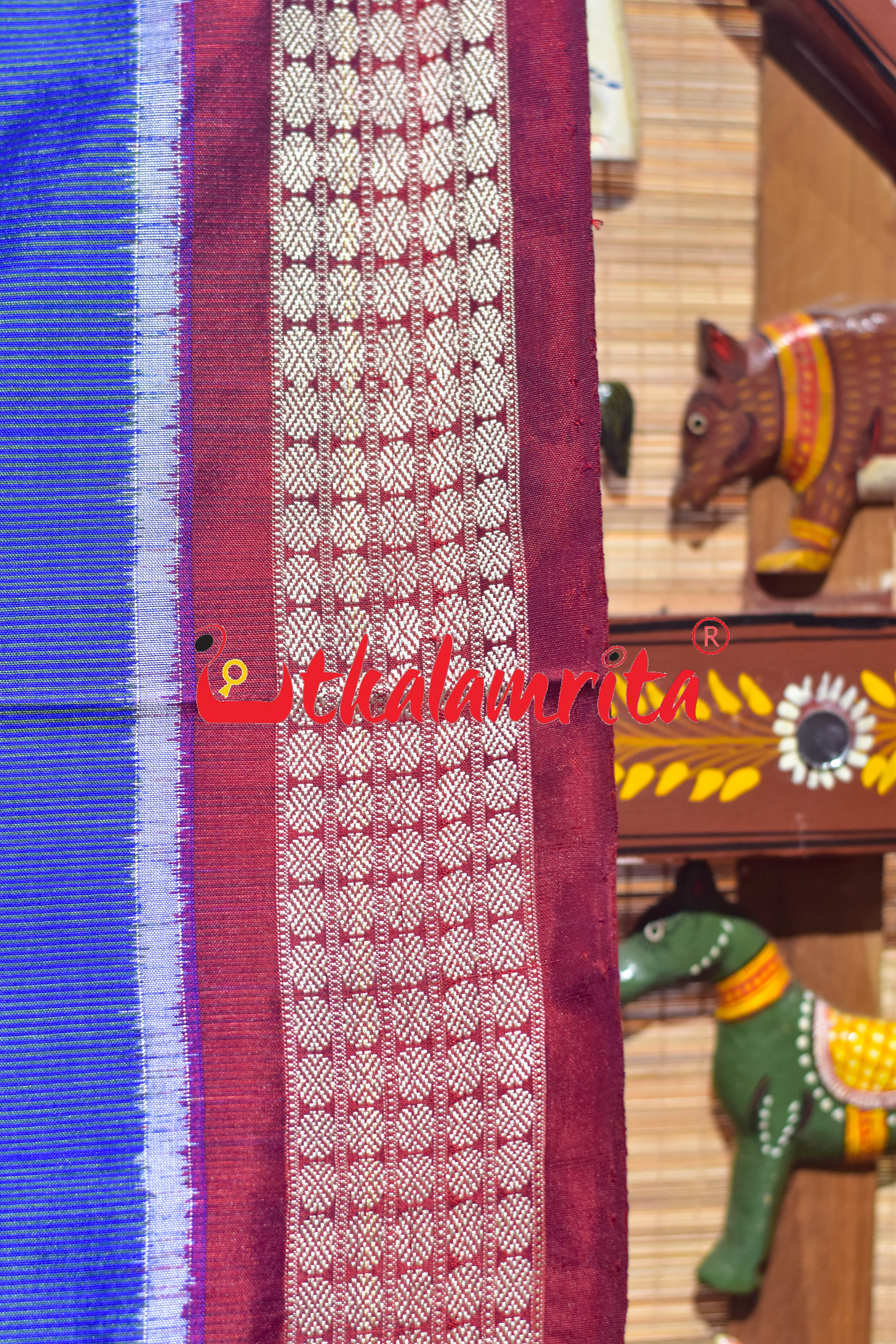 Blue Laxmi Pada Sambalpuri Silk Saree