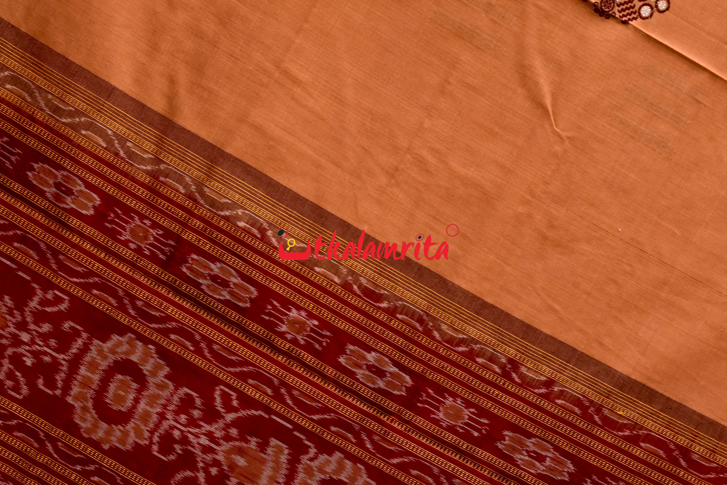 Biscuit Maroon Pentagon Bomkai Cotton Saree