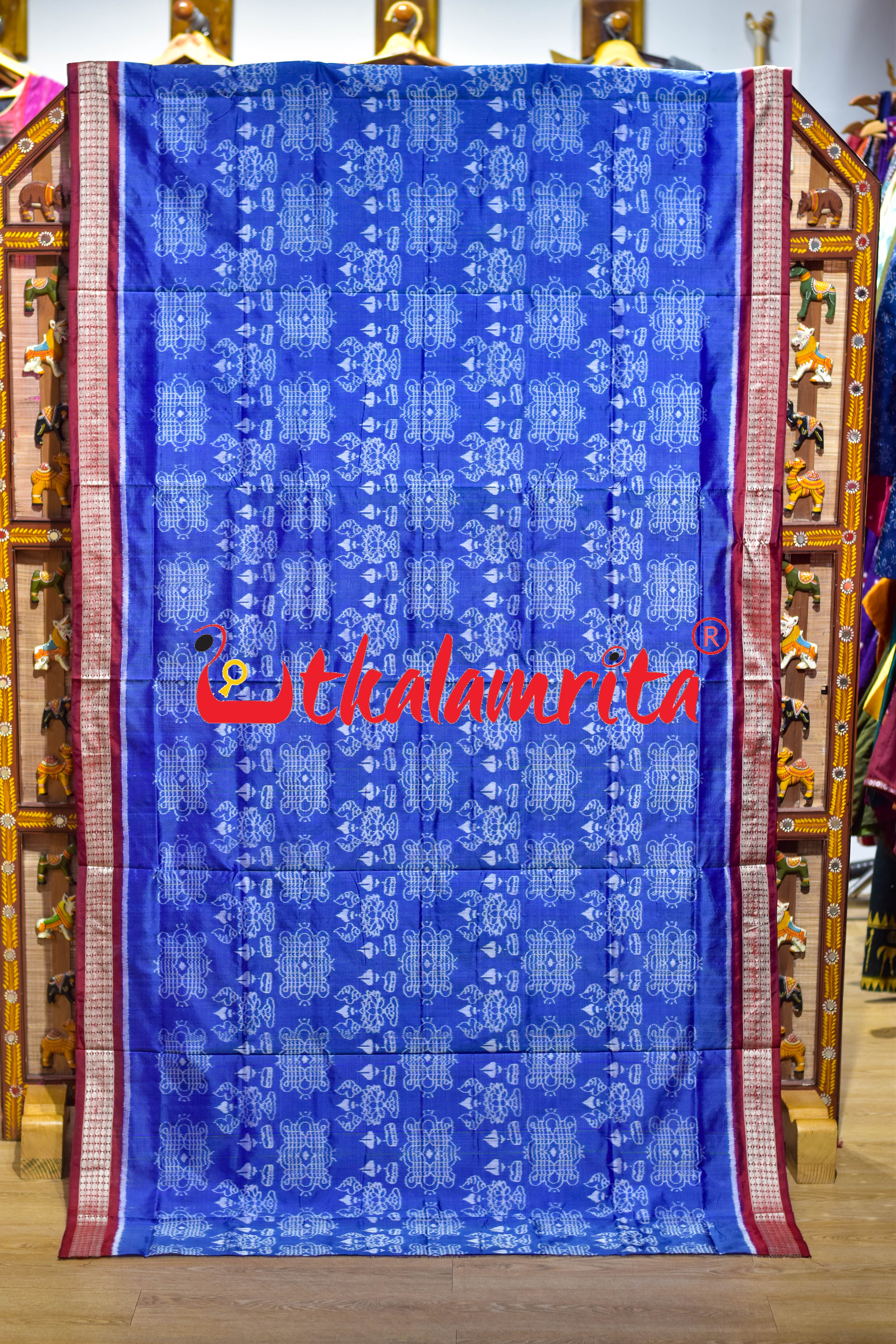 Blue Laxmi Pada Sambalpuri Silk Saree