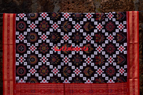 Padma Pasapali Black Red Sambalpuri Cotton Saree