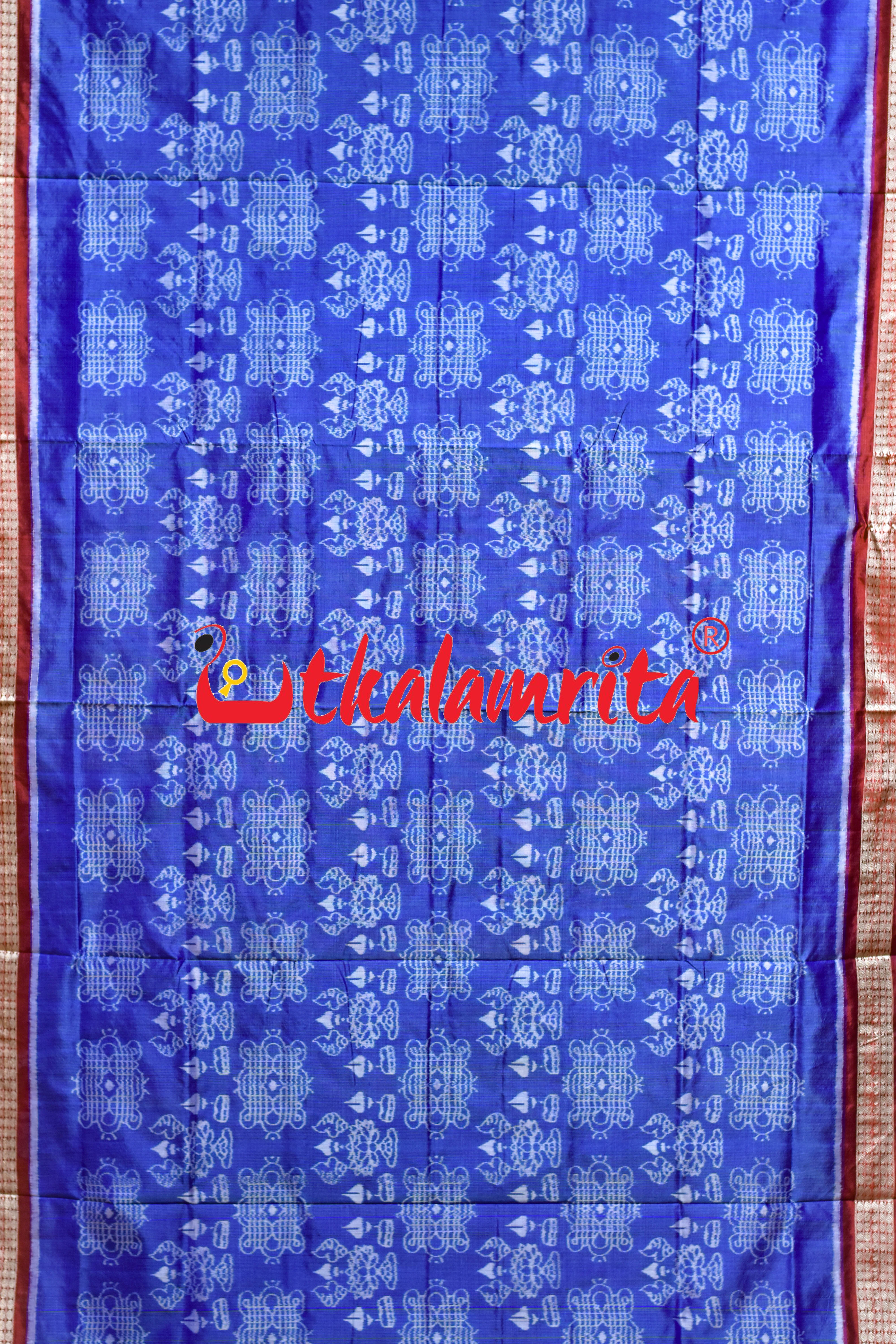 Blue Laxmi Pada Sambalpuri Silk Saree