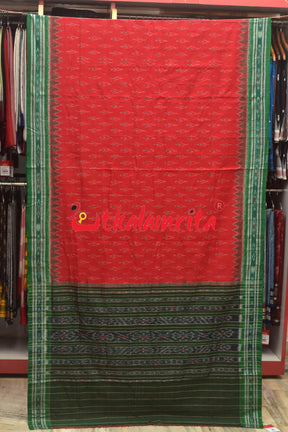 Red Green Kadha Khandua Cotton Saree