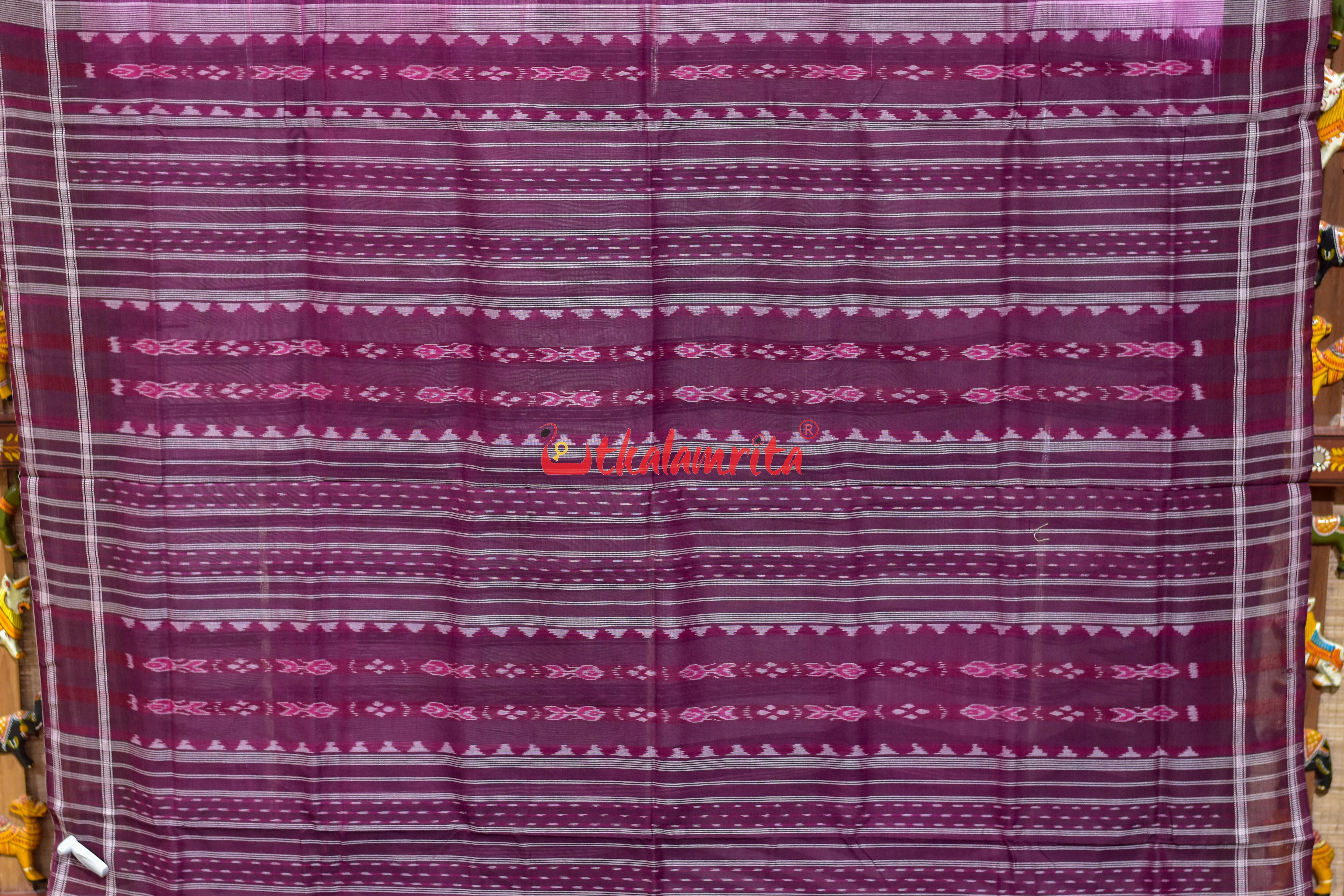 Pink Dhanpatri with Maroon Border Cotton Bapta Saree