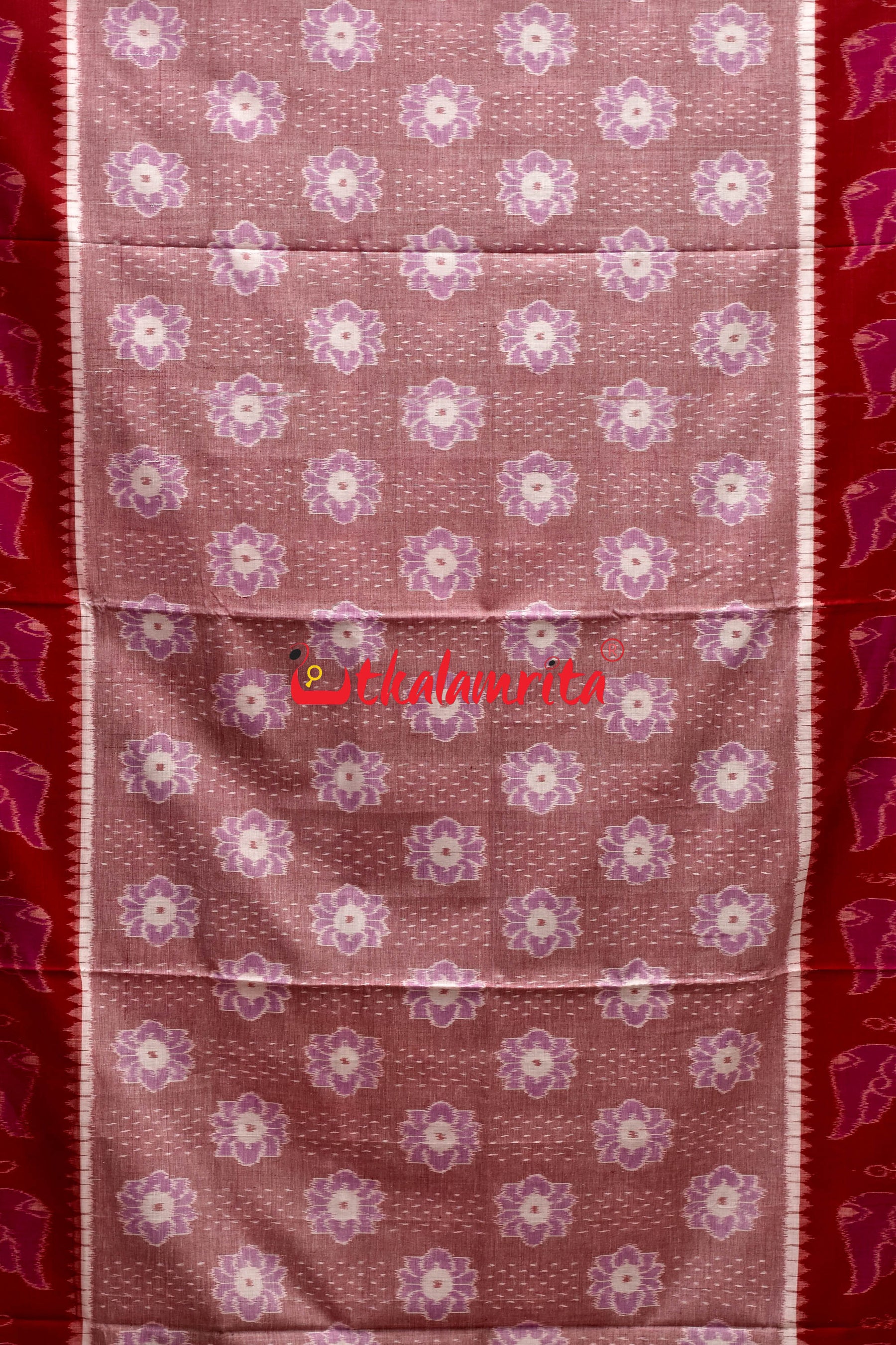 Pink Red Sankha Phula Khandua Cotton Saree