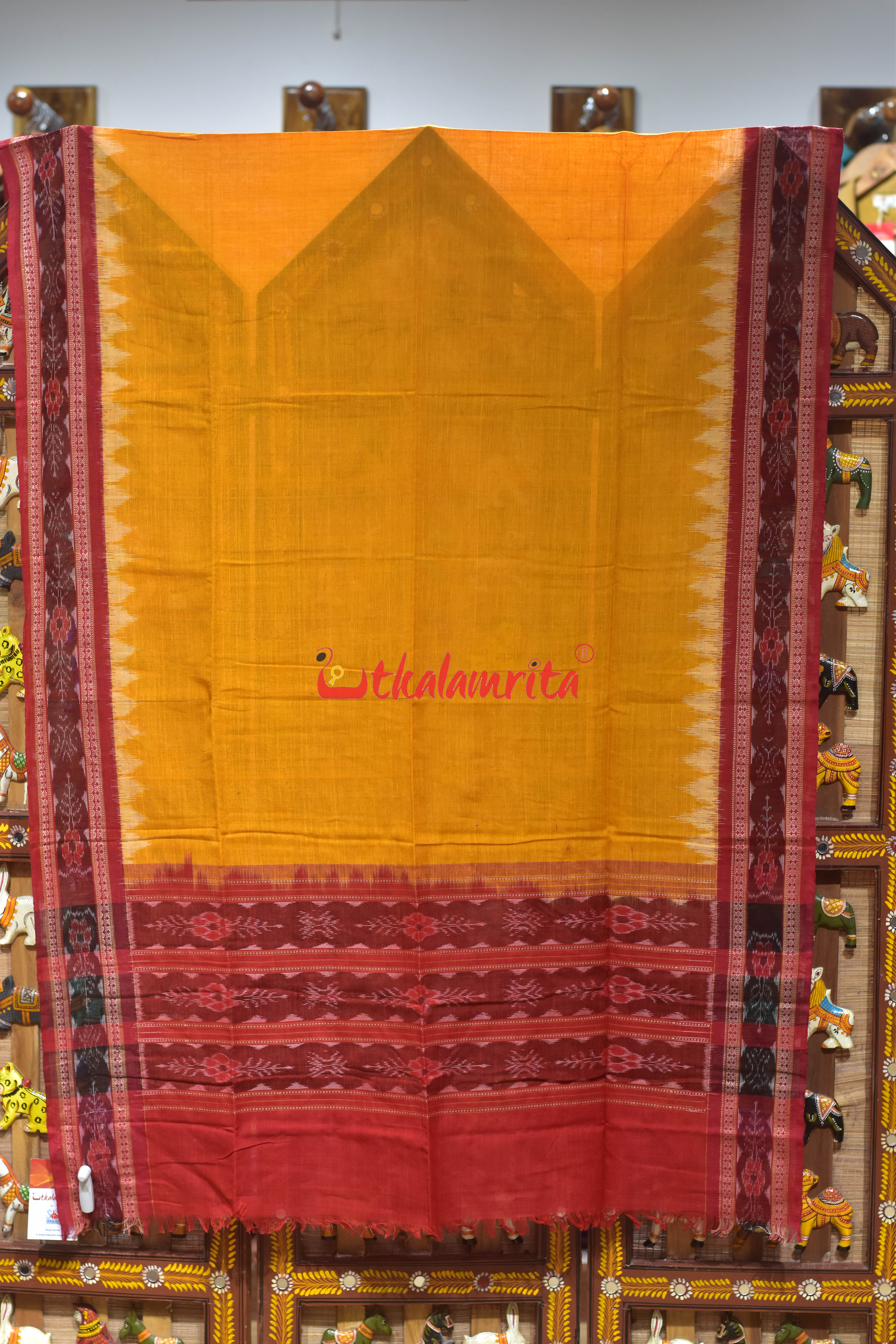 Musated Red Flower Bandha Cotton (Dupatta)