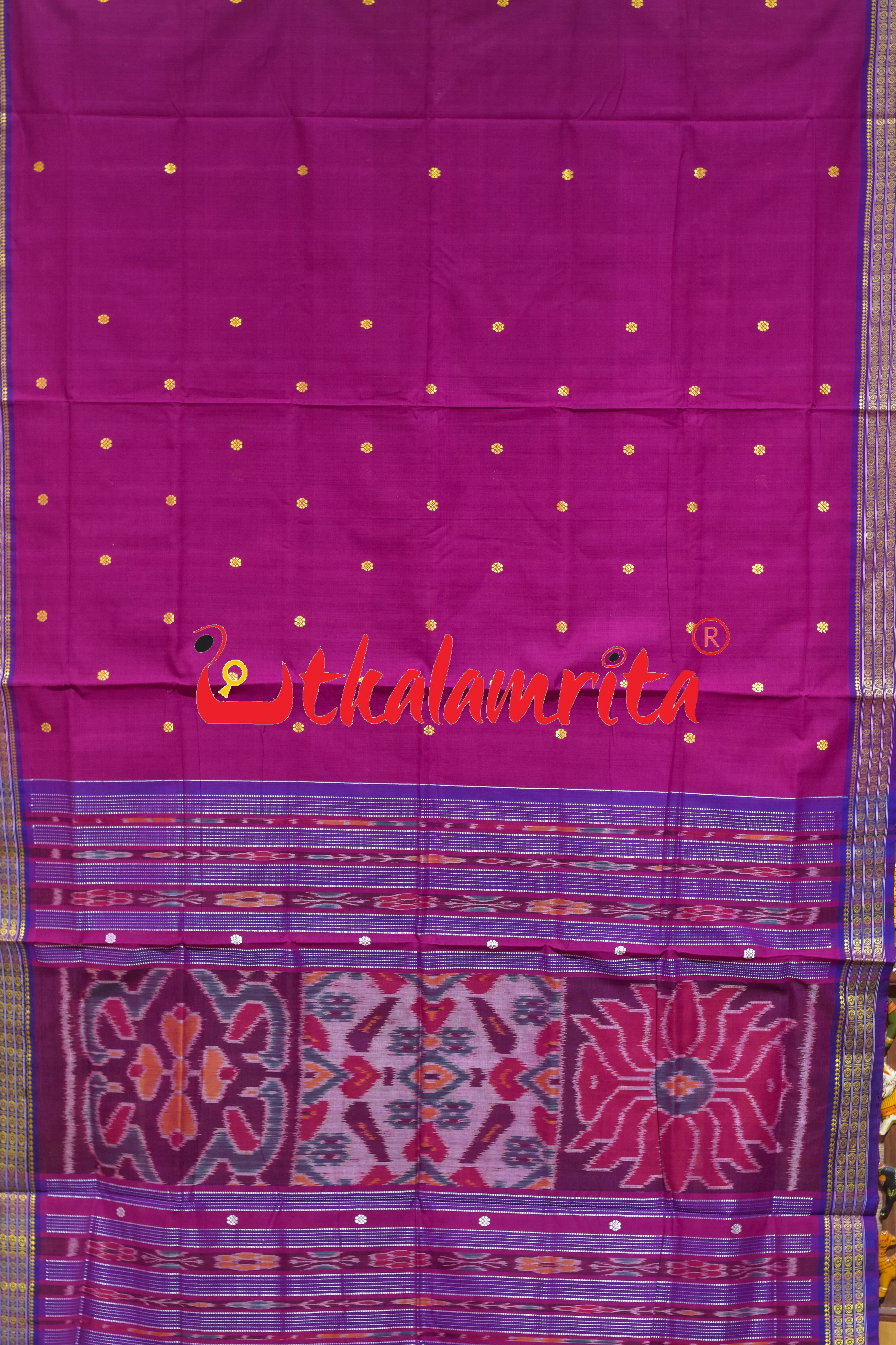 Rani Purple Border Rudrakhya Pittala Single Cotton Saree