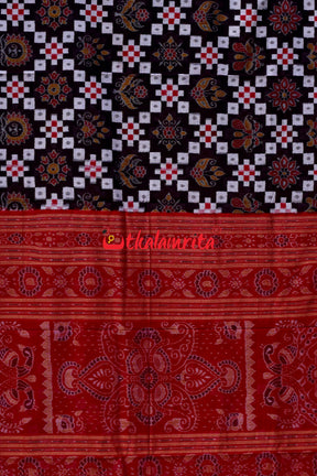 Padma Pasapali Black Red Sambalpuri Cotton Saree