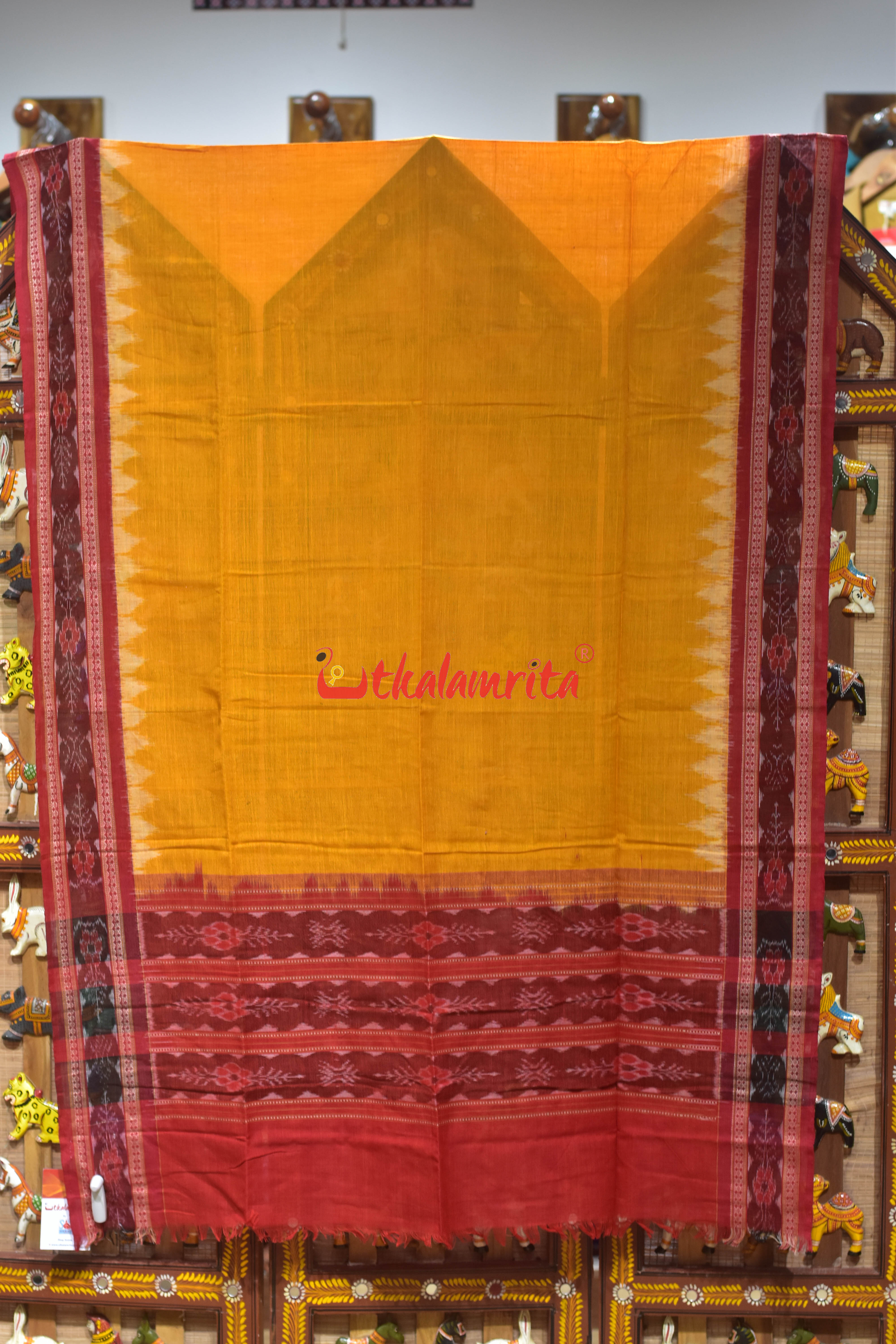 Musated Red Flower Bandha Cotton (Dupatta)