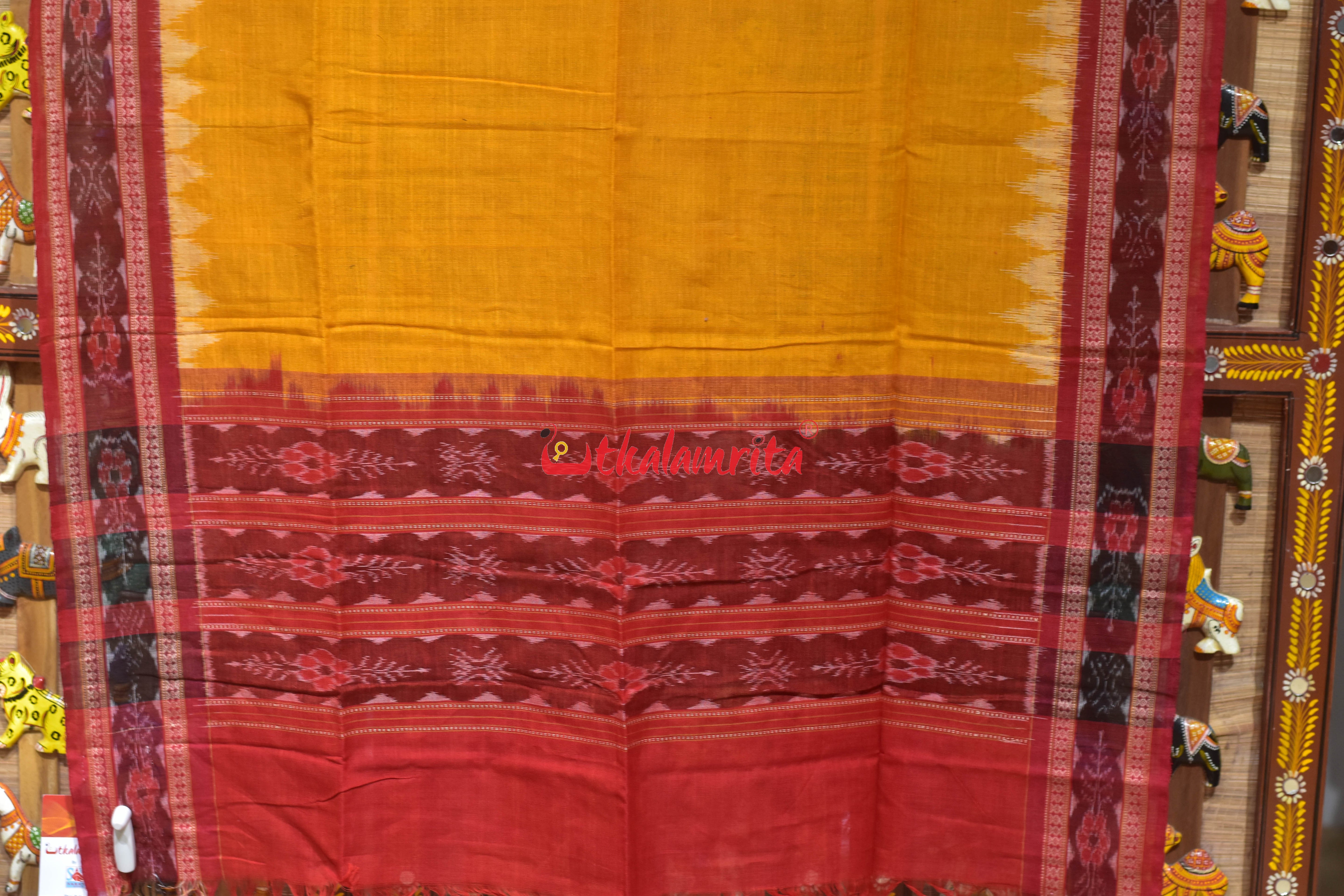 Musated Red Flower Bandha Cotton (Dupatta)