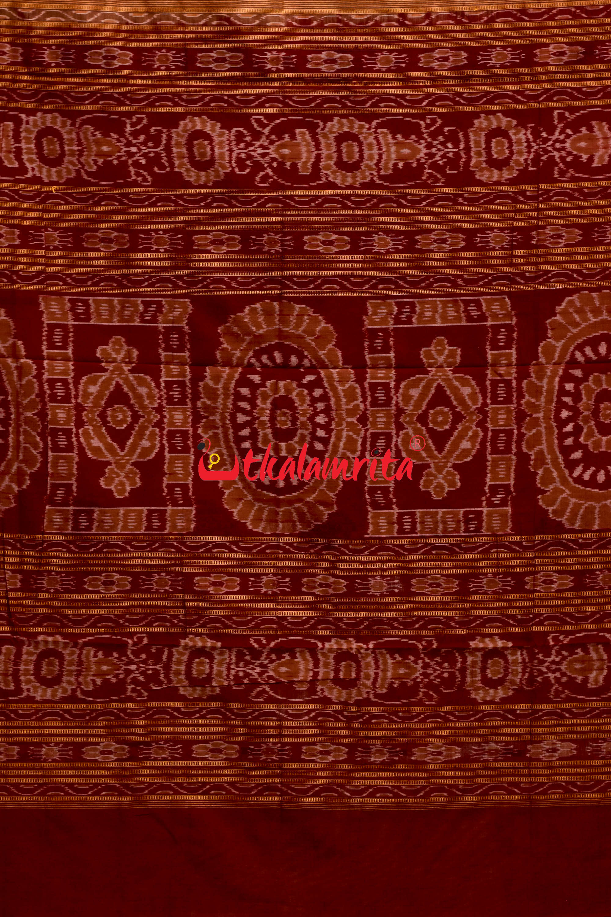 Biscuit Maroon Pentagon Bomkai Cotton Saree