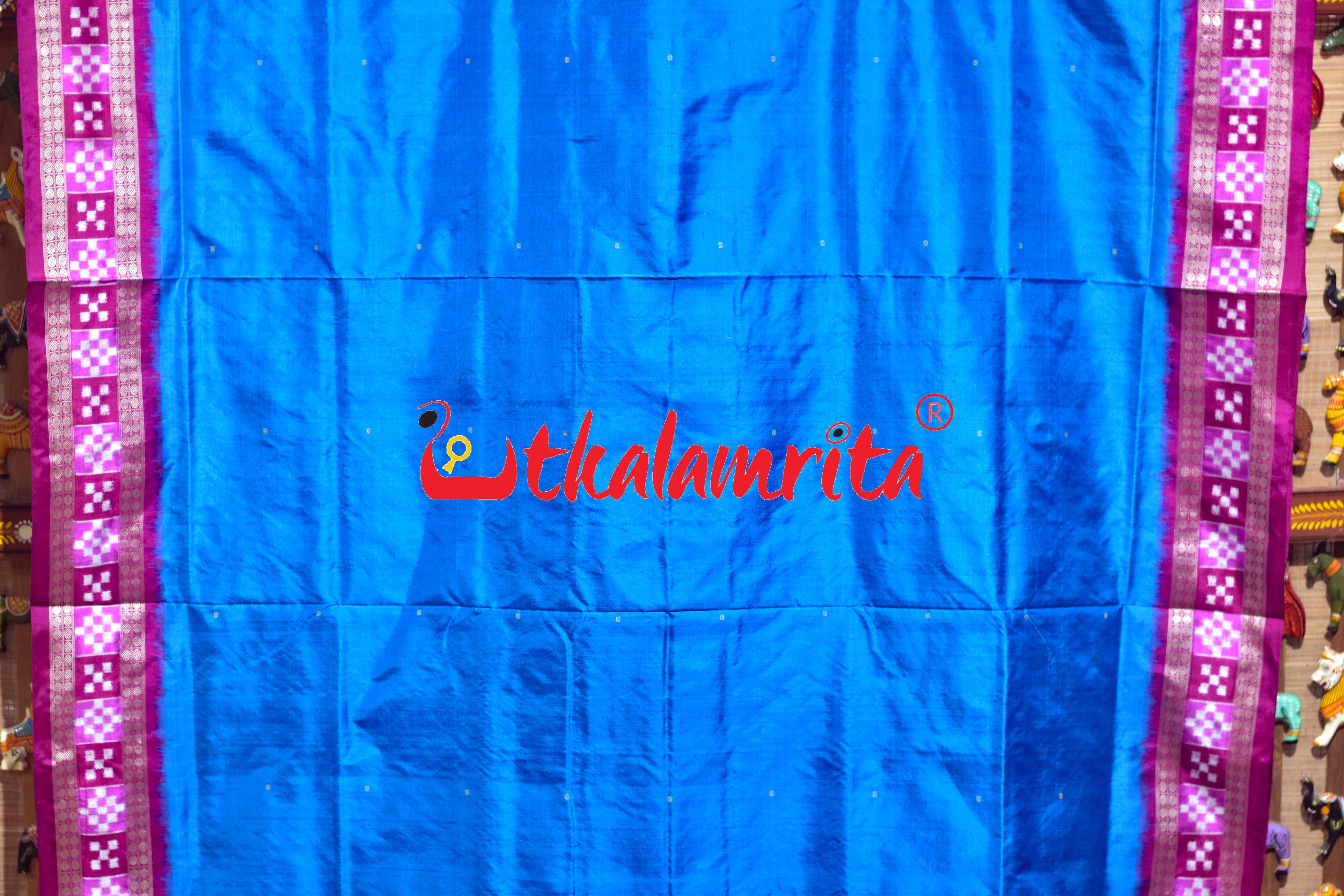 Blue Dhadi Pasapali Bandha Anchal Sambalpuri Silk Saree