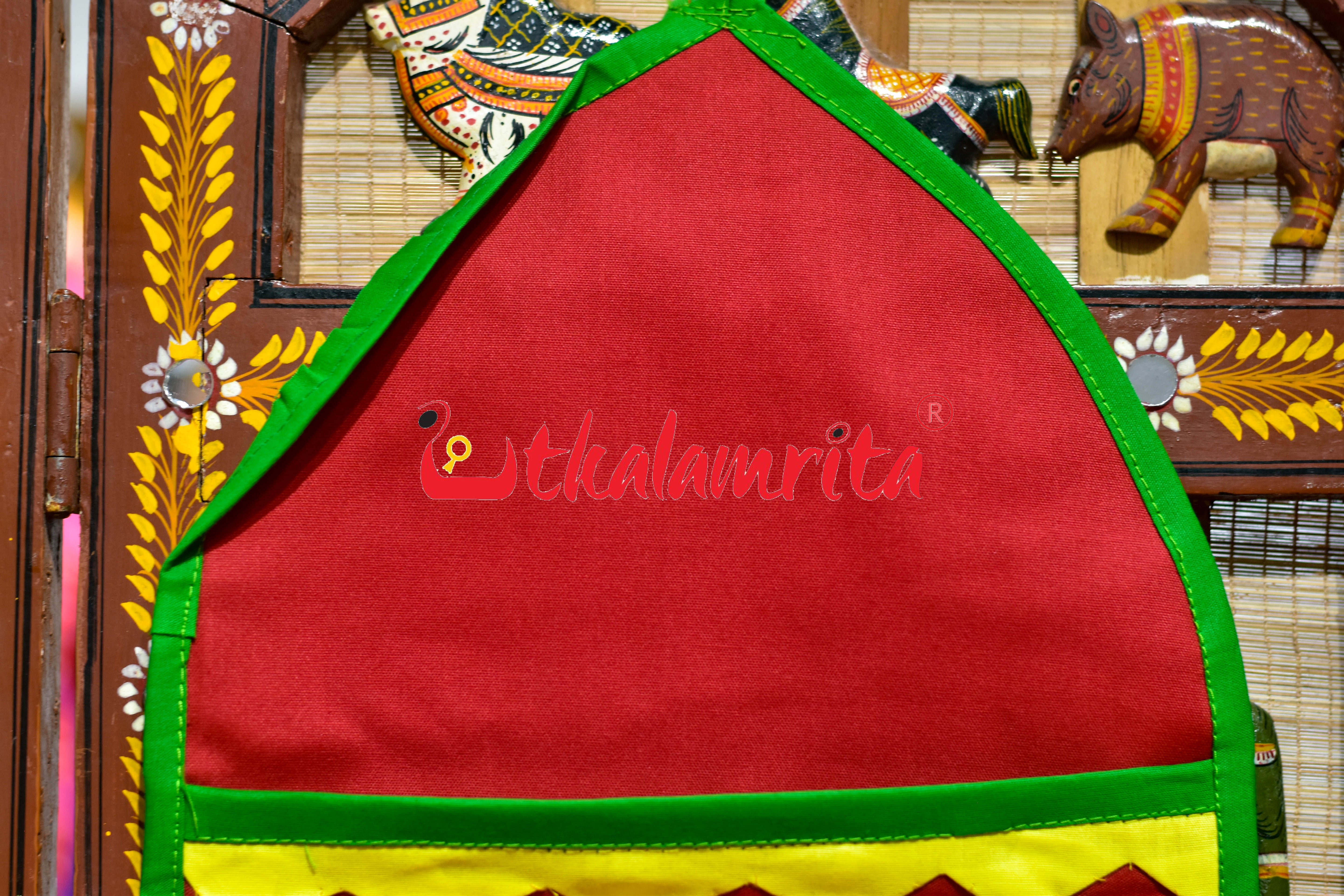 Red Green Double Elephant Pipli Applique Letter Box