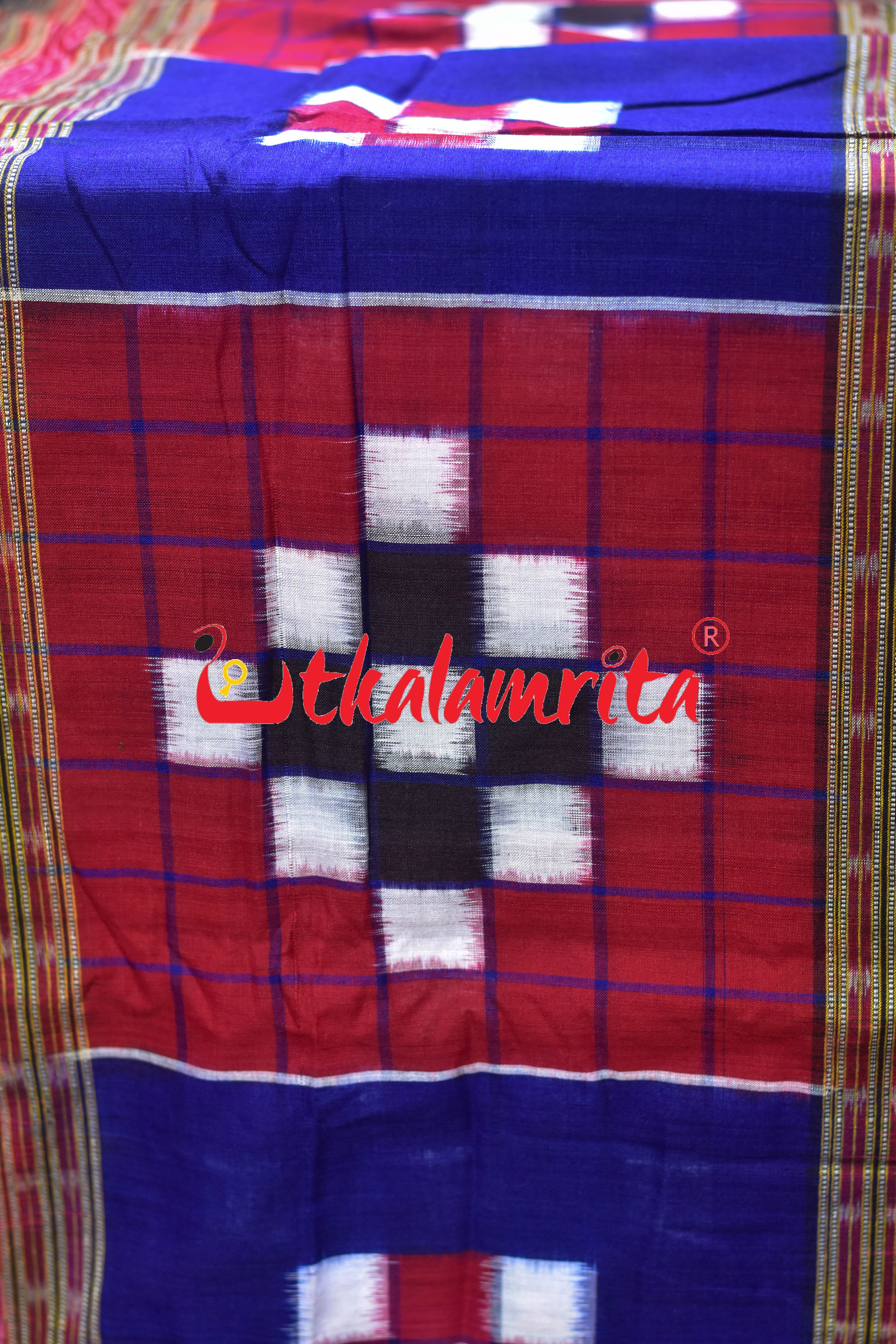 Blue Red Big Pasapali Bichitrapuri Cotton (Fabric)