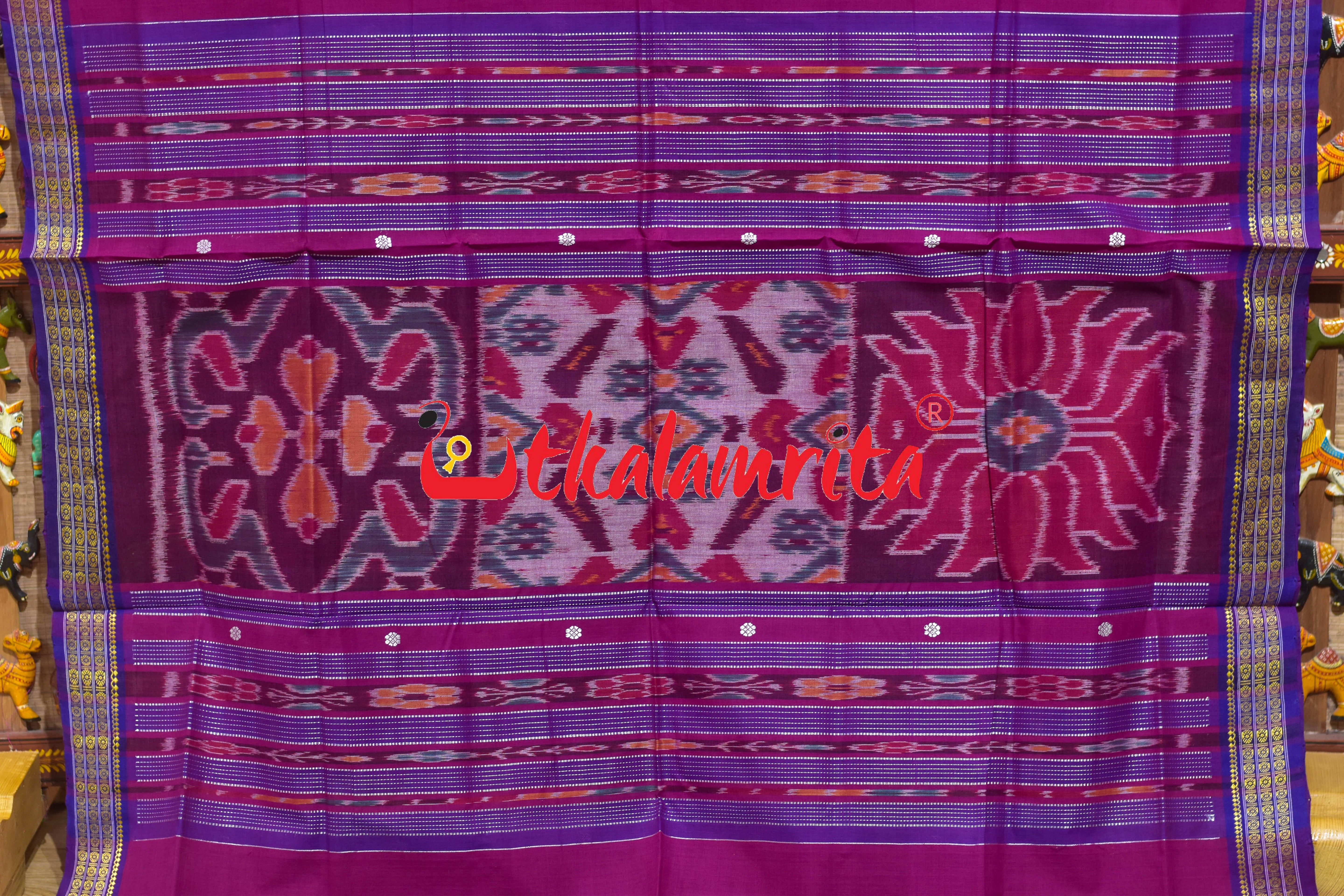 Rani Purple Border Rudrakhya Pittala Single Cotton Saree