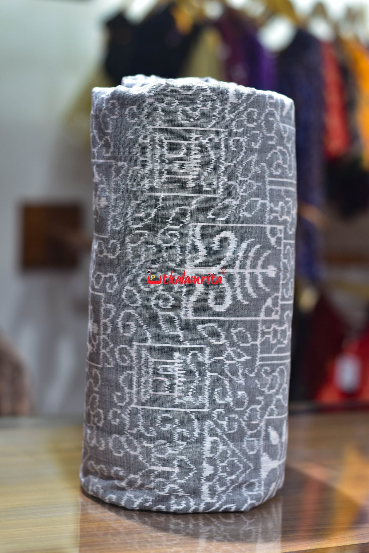 Grey Tribal Gacha Bandha Sambalpuri Cotton (Fabric)