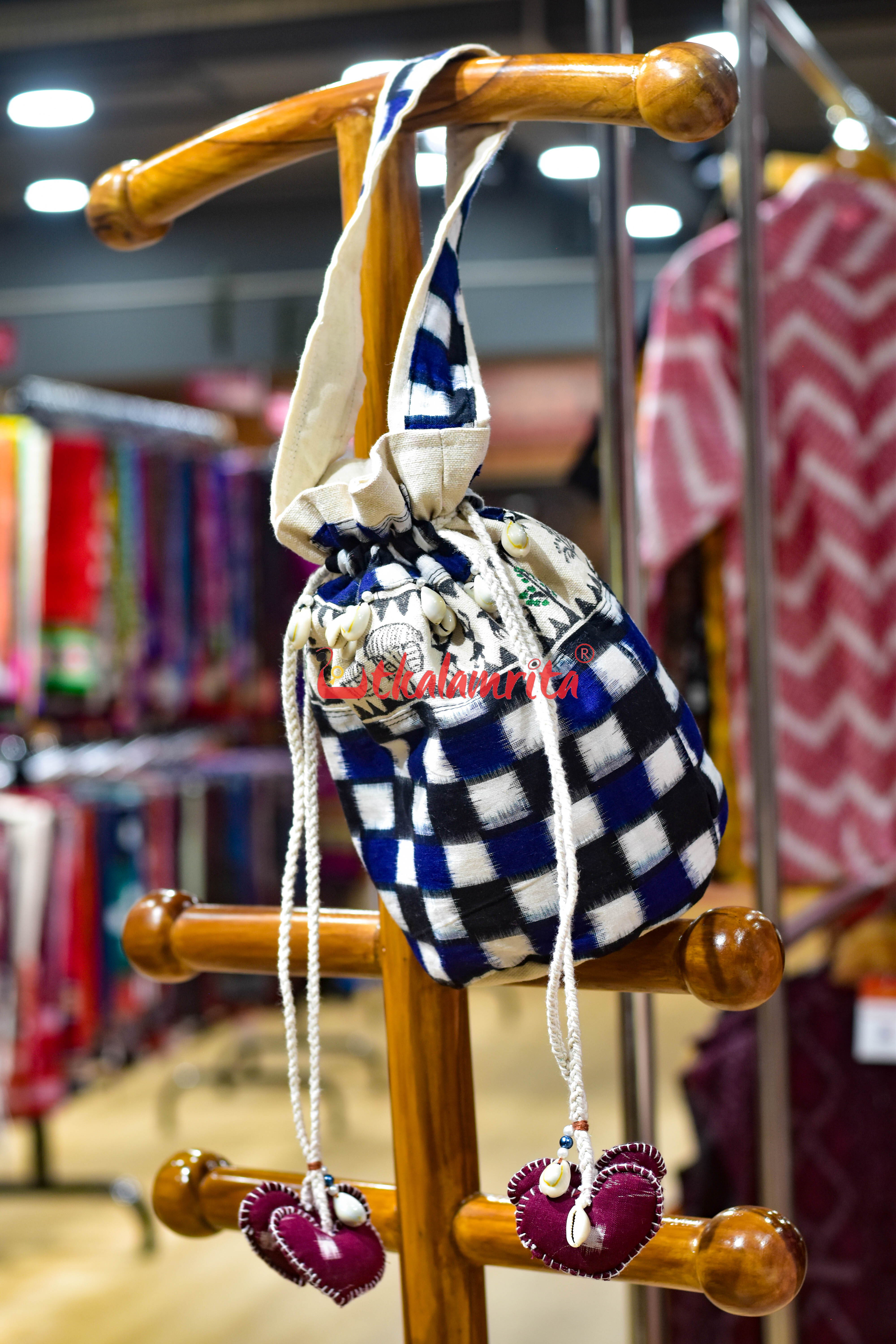 Blue Black 37 Kuthi with Tribals Potli Bag