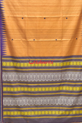 Orange Purple Rudraksha Border Jaala Anchal Tussar Saree