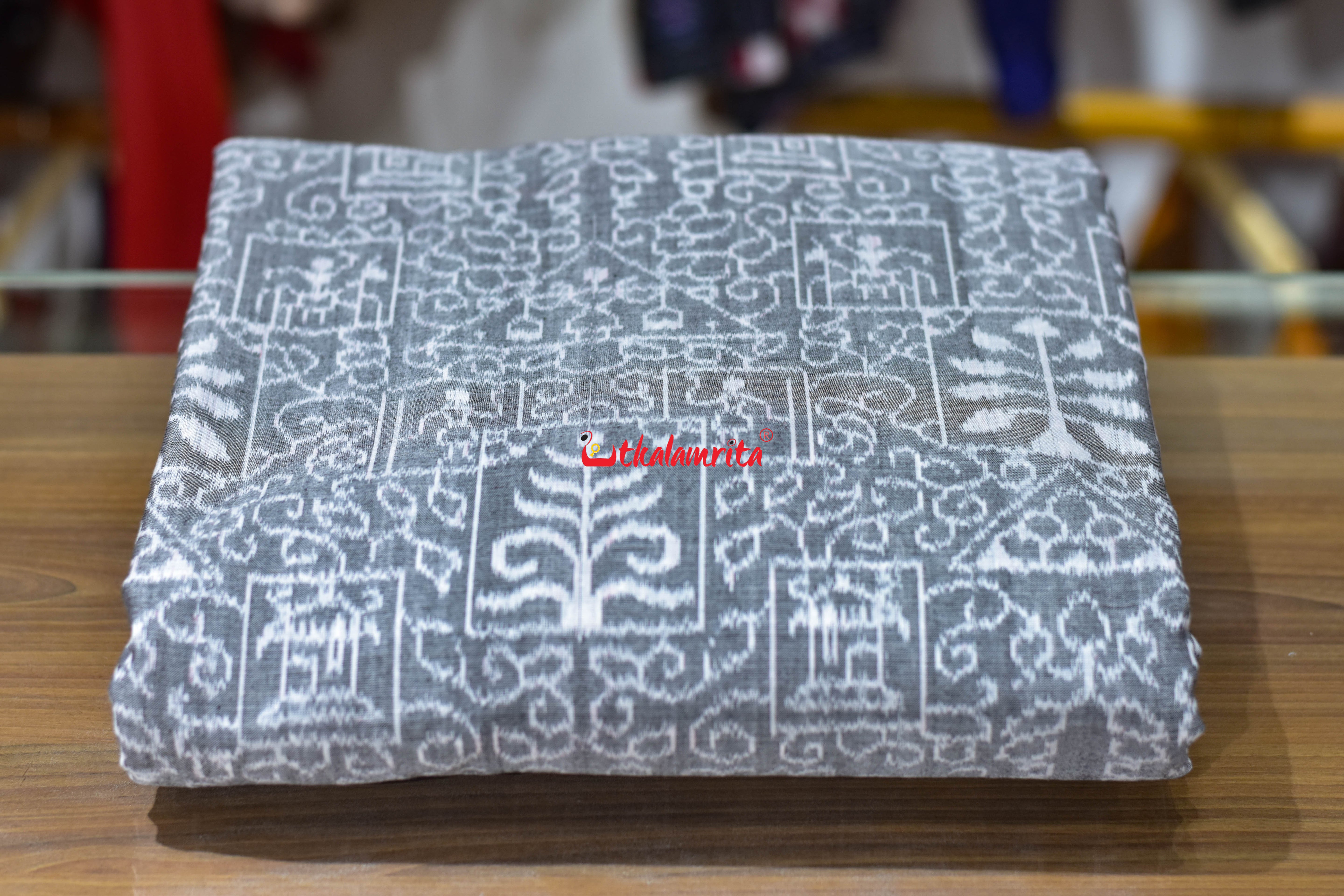 Grey Tribal Gacha Bandha Sambalpuri Cotton (Fabric)