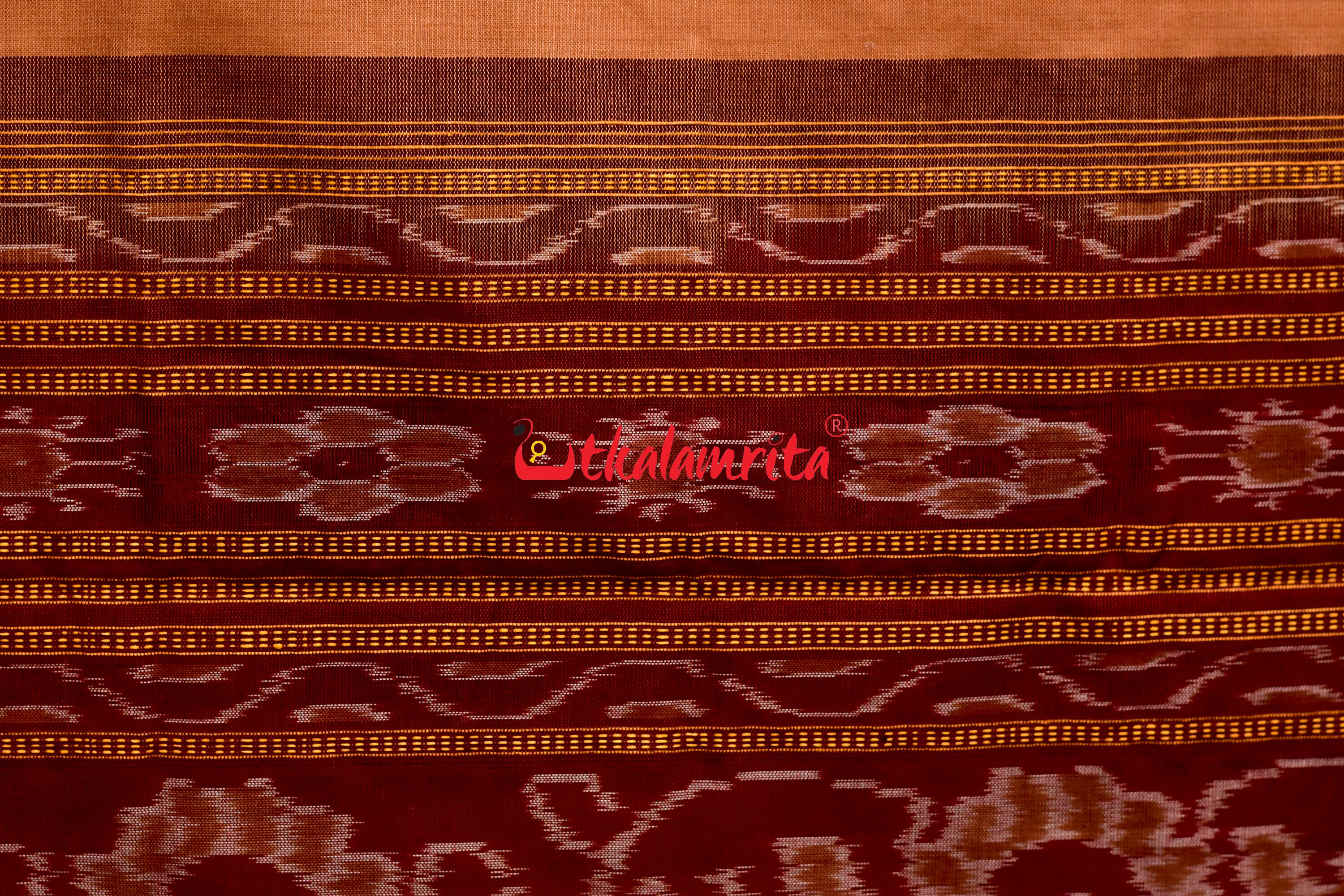 Biscuit Maroon Pentagon Bomkai Cotton Saree