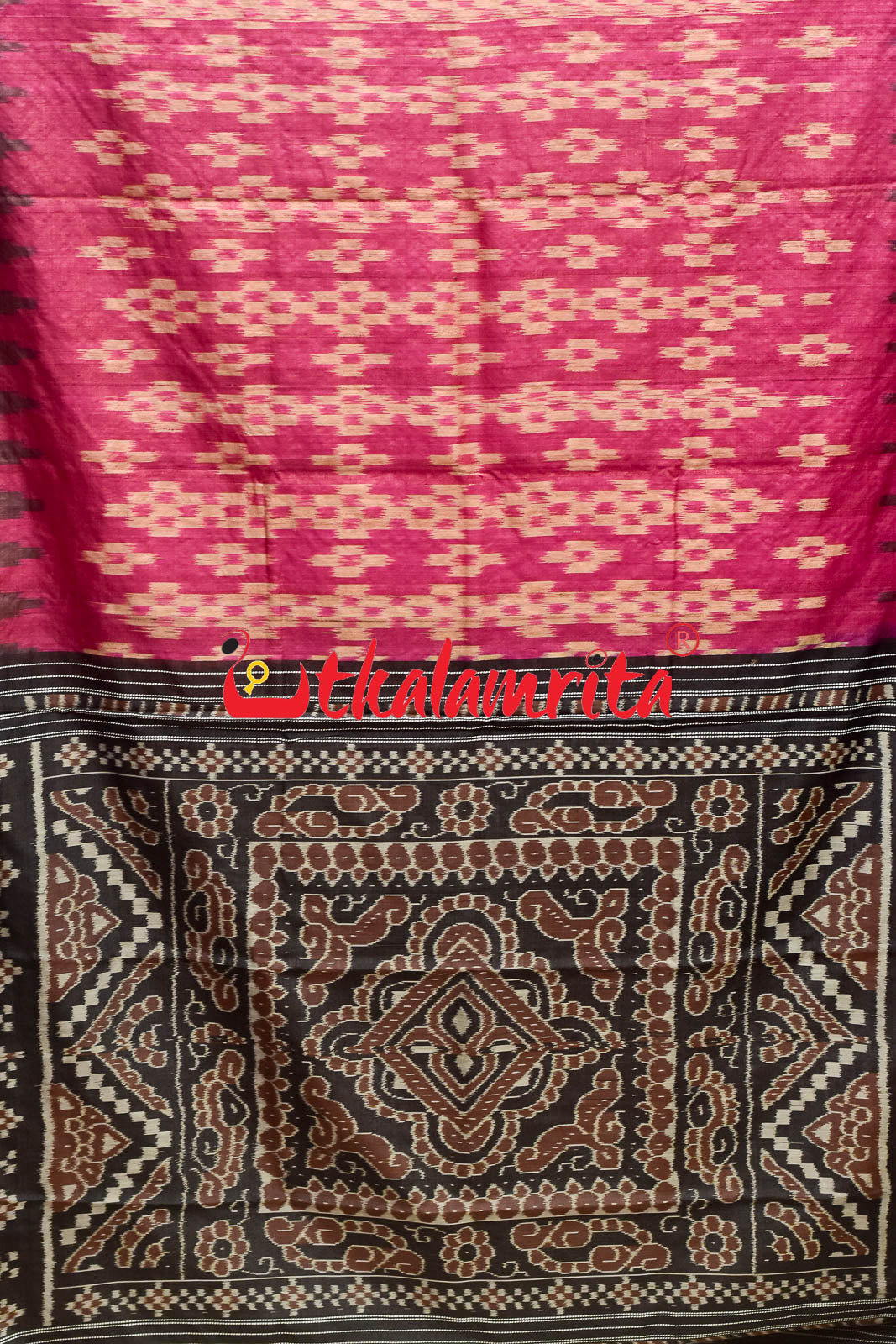 Body Pasapali Single Ikat Rani Black Gopalpur Tussar Saree