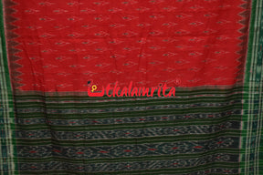 Red Green Kadha Khandua Cotton Saree