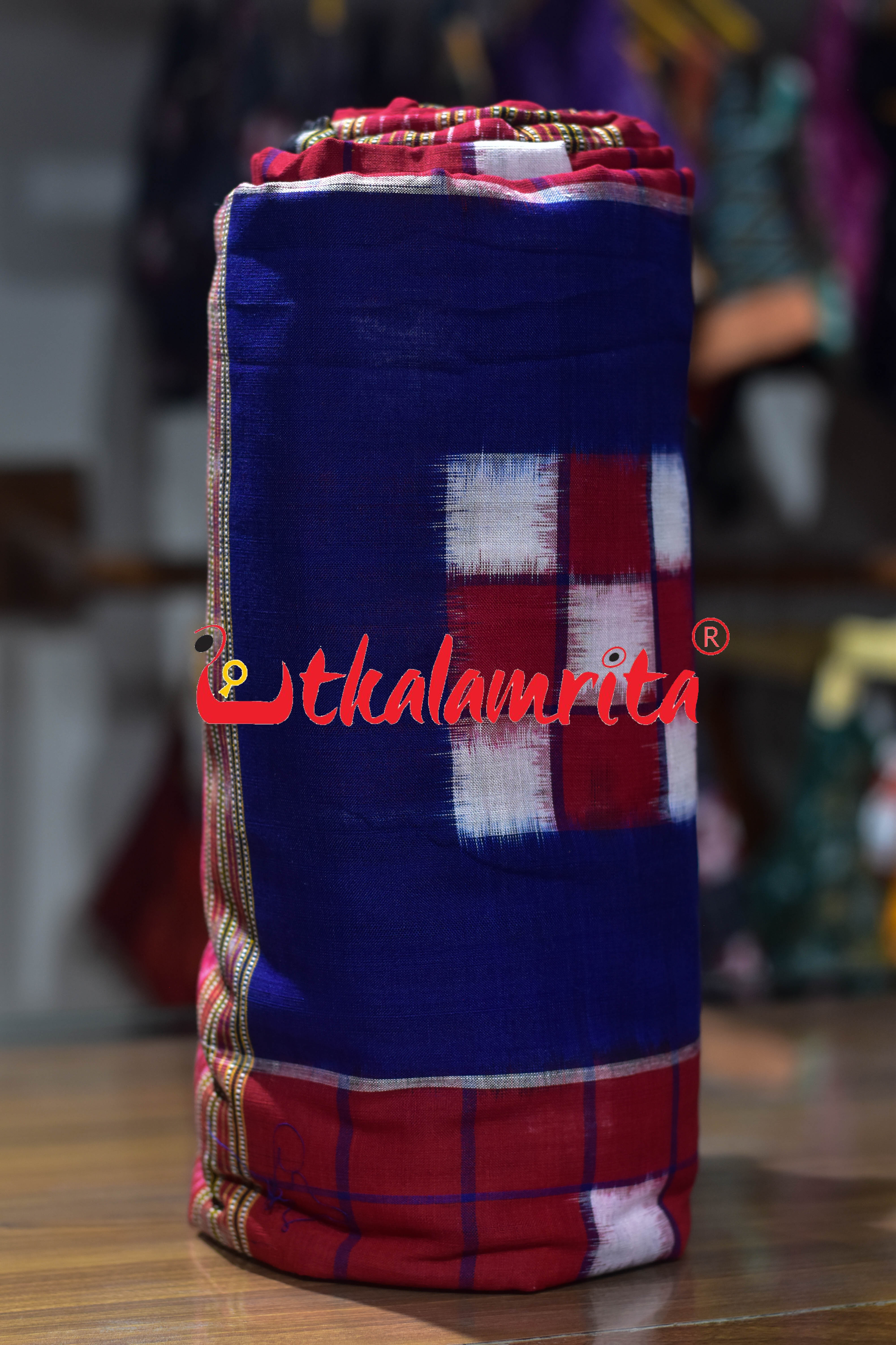 Blue Red Big Pasapali Bichitrapuri Cotton (Fabric)
