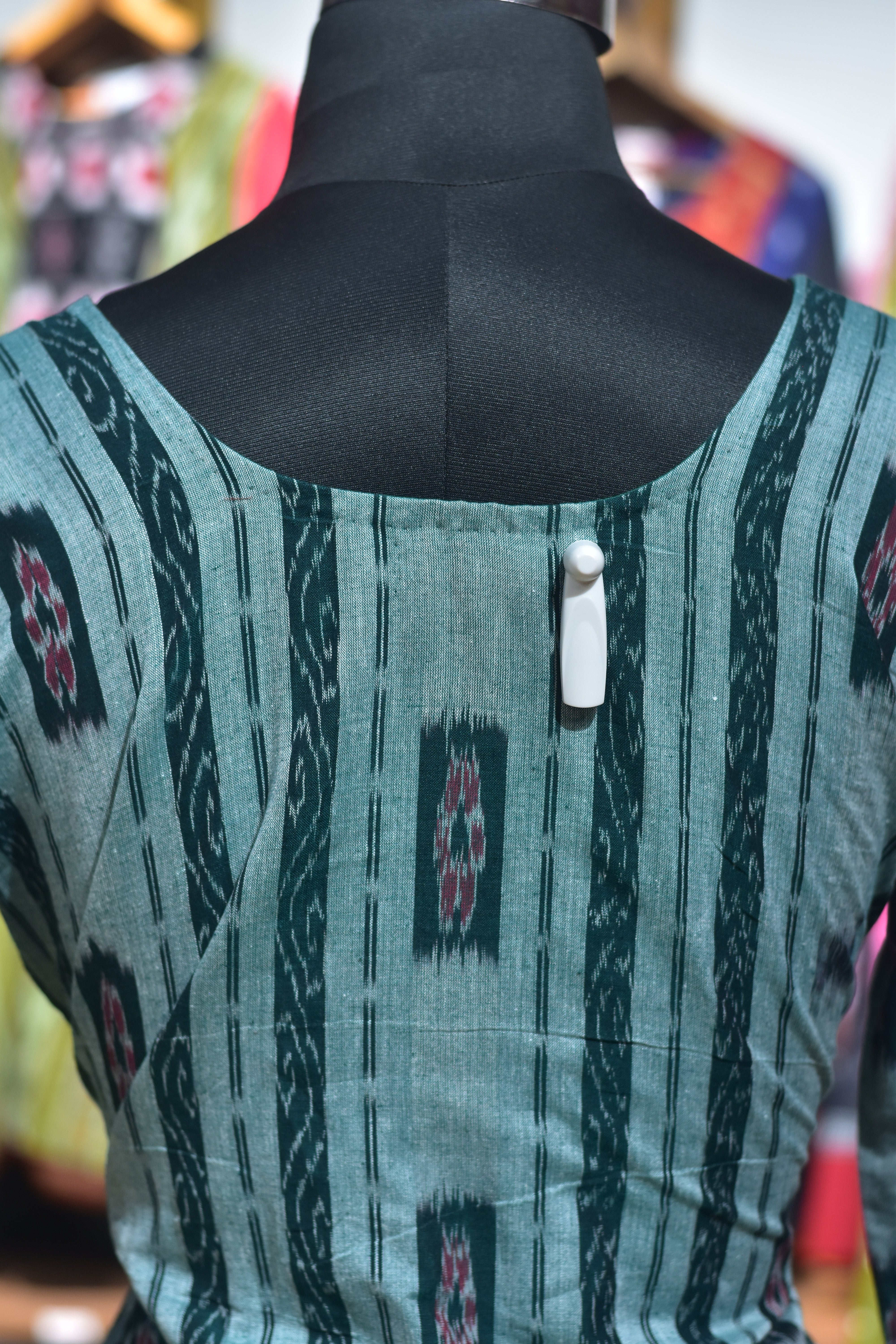 Deep Green Box Flower Kothi Pasapali Cotton (Ladies' Kurti)