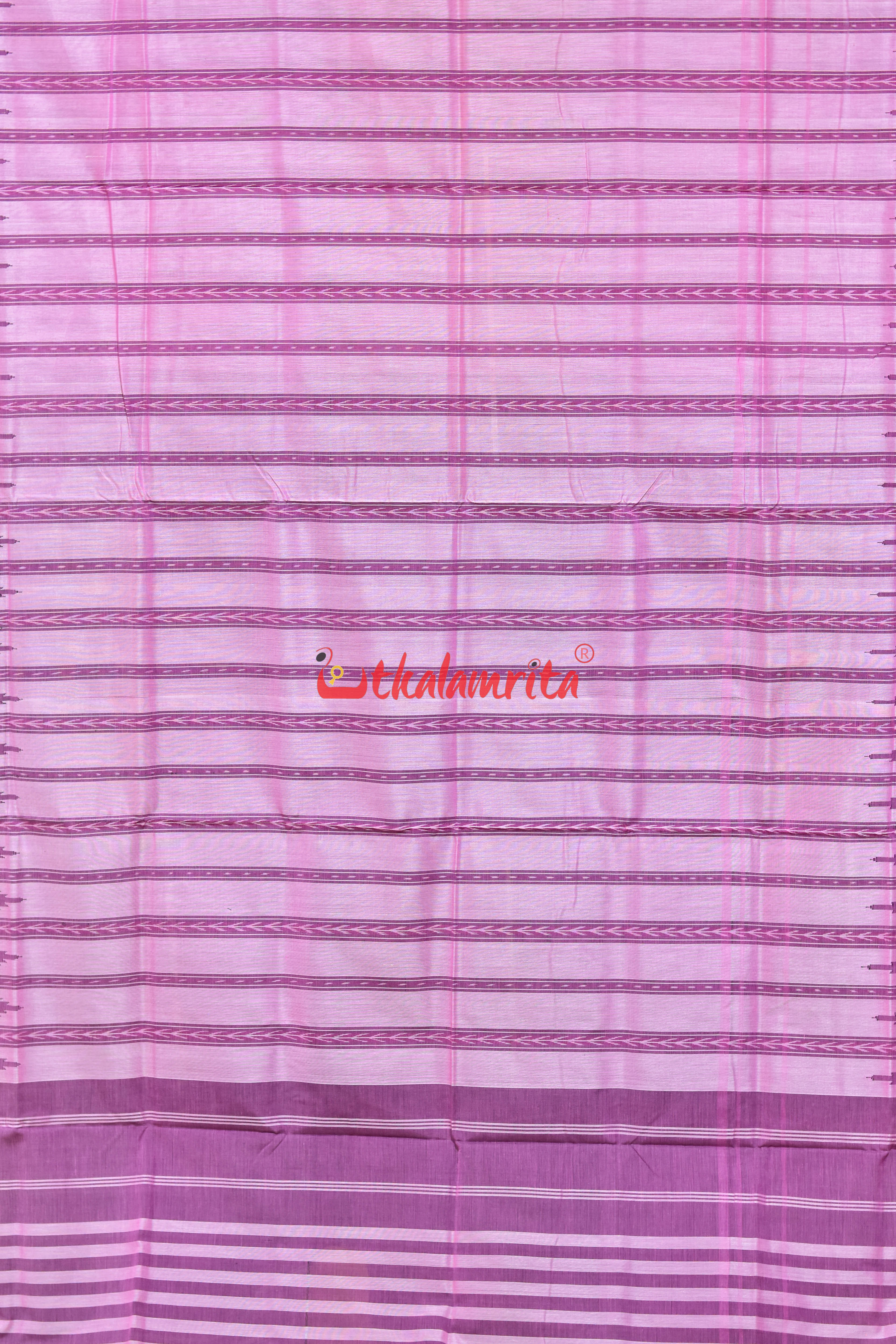 Pink Dhanpatri with Maroon Border Cotton Bapta Saree