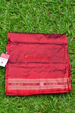 Maroon Flower Bandha Border Silk (Fabric)