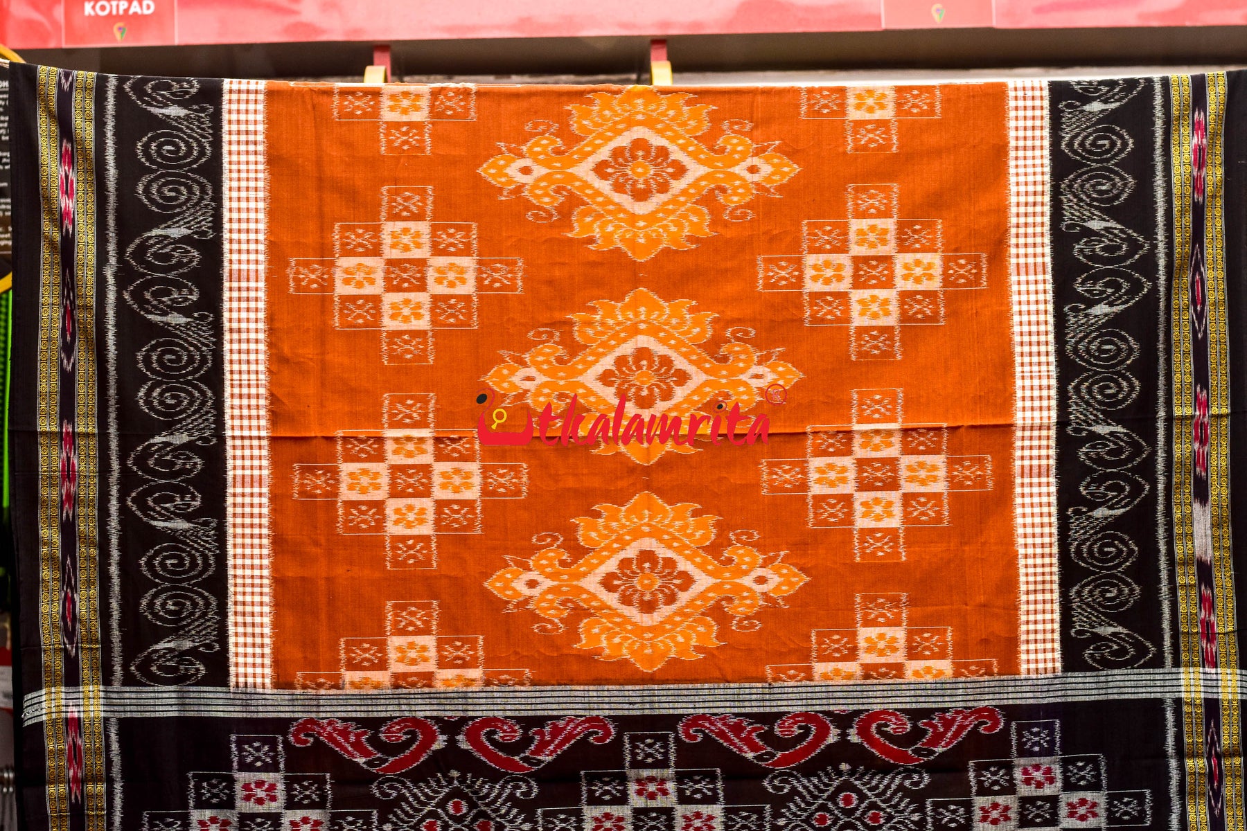 Rust Body Pasapali Check Scot Khandua Cotton Saree