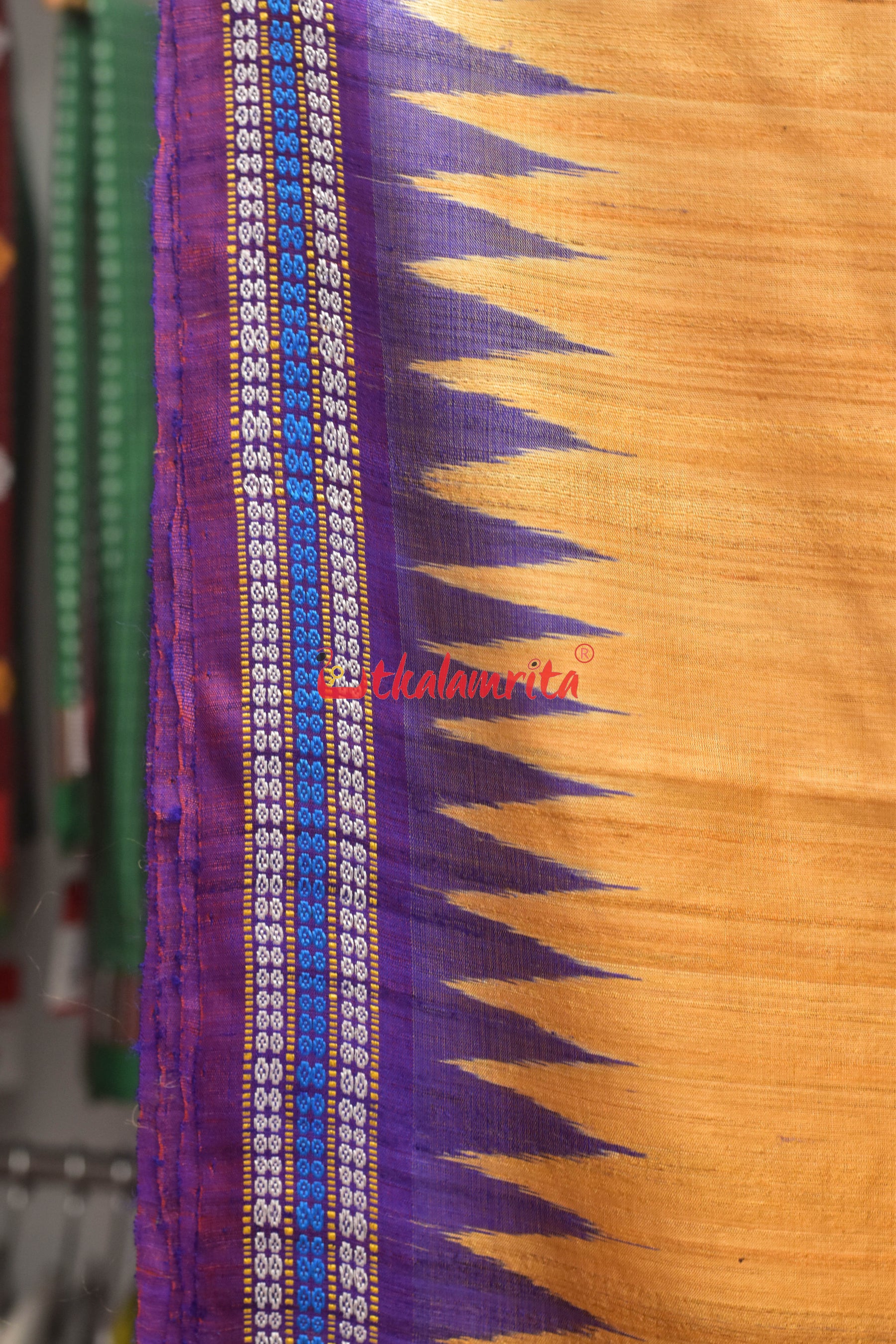 Orange Purple Rudraksha Border Jaala Anchal Tussar Saree