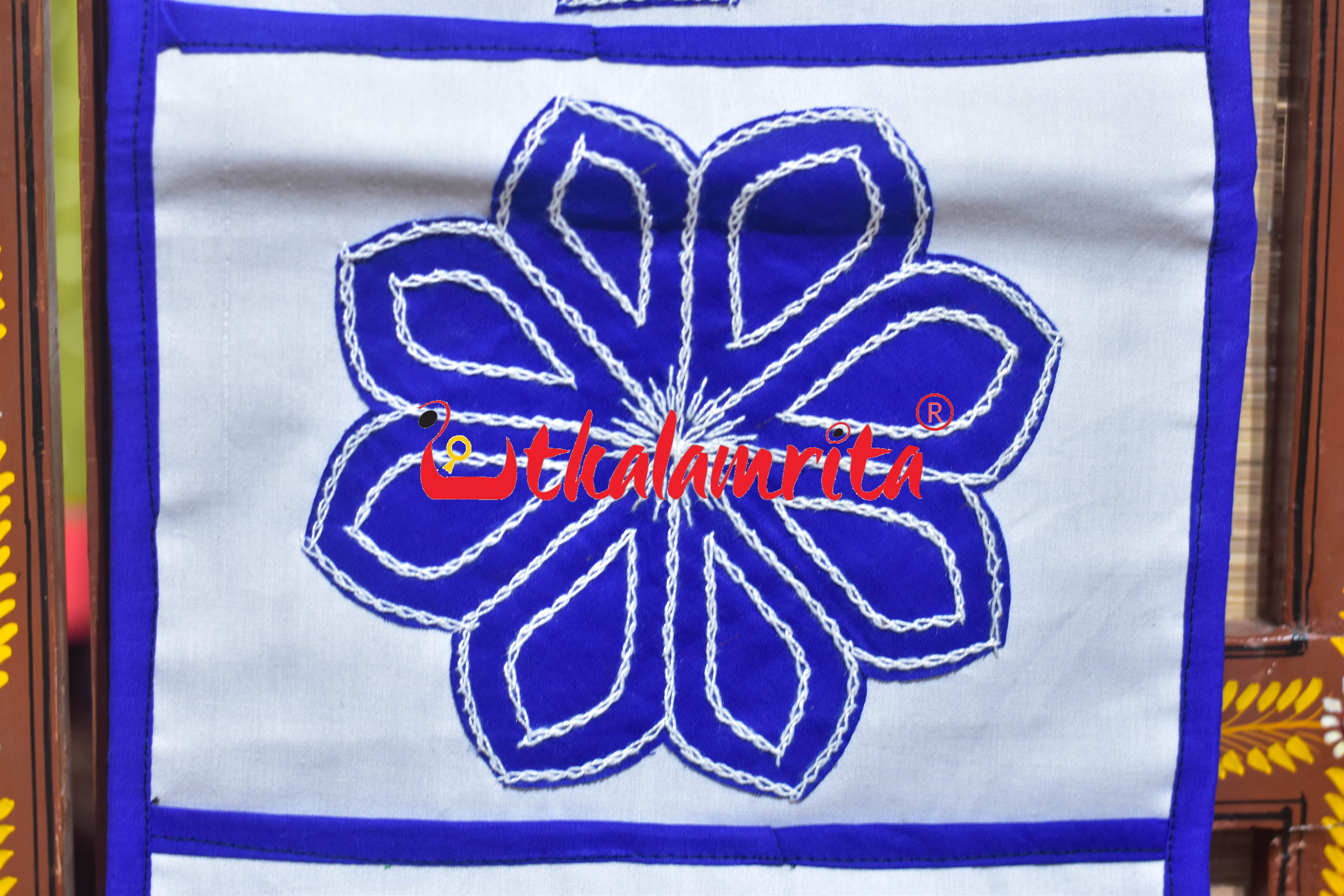 White Blue Double Peacock Pipli Applique Letter Box