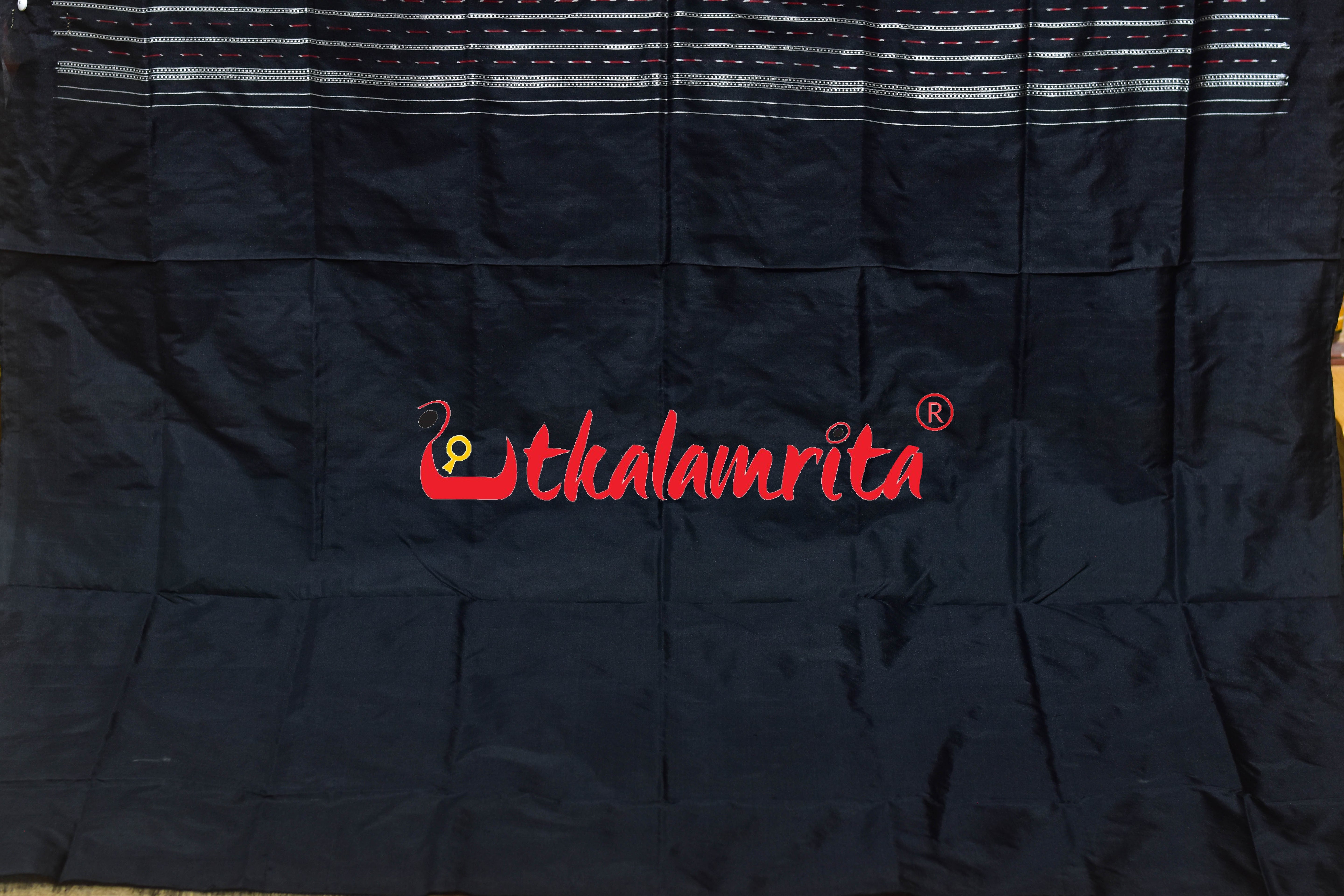 Green Black Kumbha Bandha Anchal Sambalpuri Silk Saree