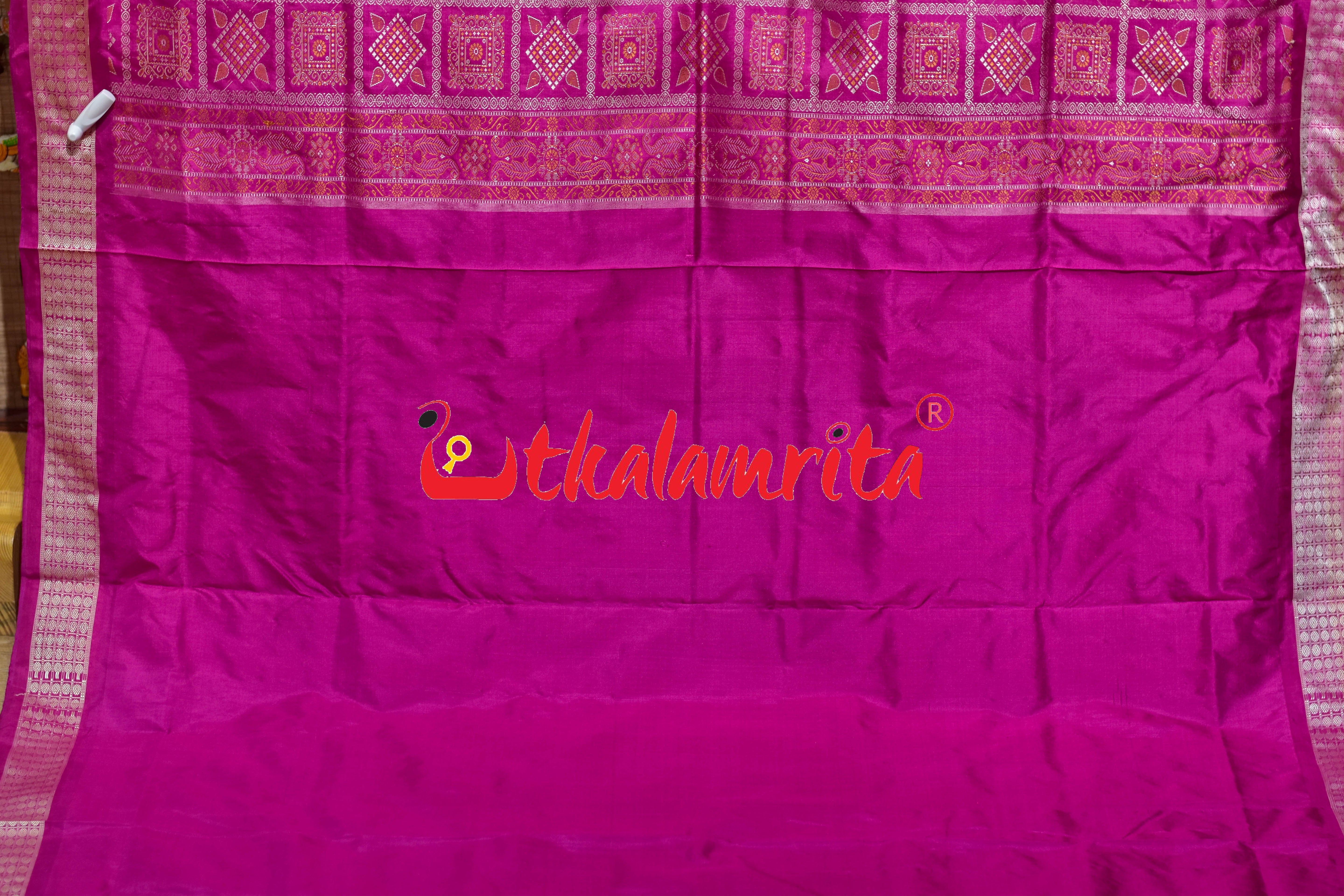 Apple Green Rani Pink Tribal Bomkai Silk Saree