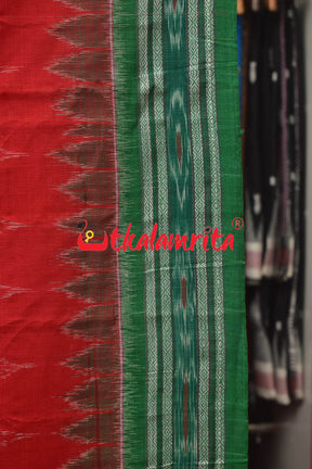 Red Green Kadha Khandua Cotton Saree