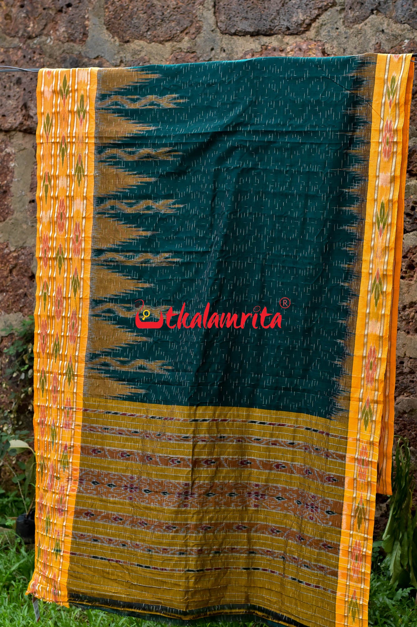 Green Yellow Daali Scot Khandua Cotton