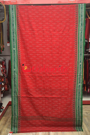 Red Green Kadha Khandua Cotton Saree