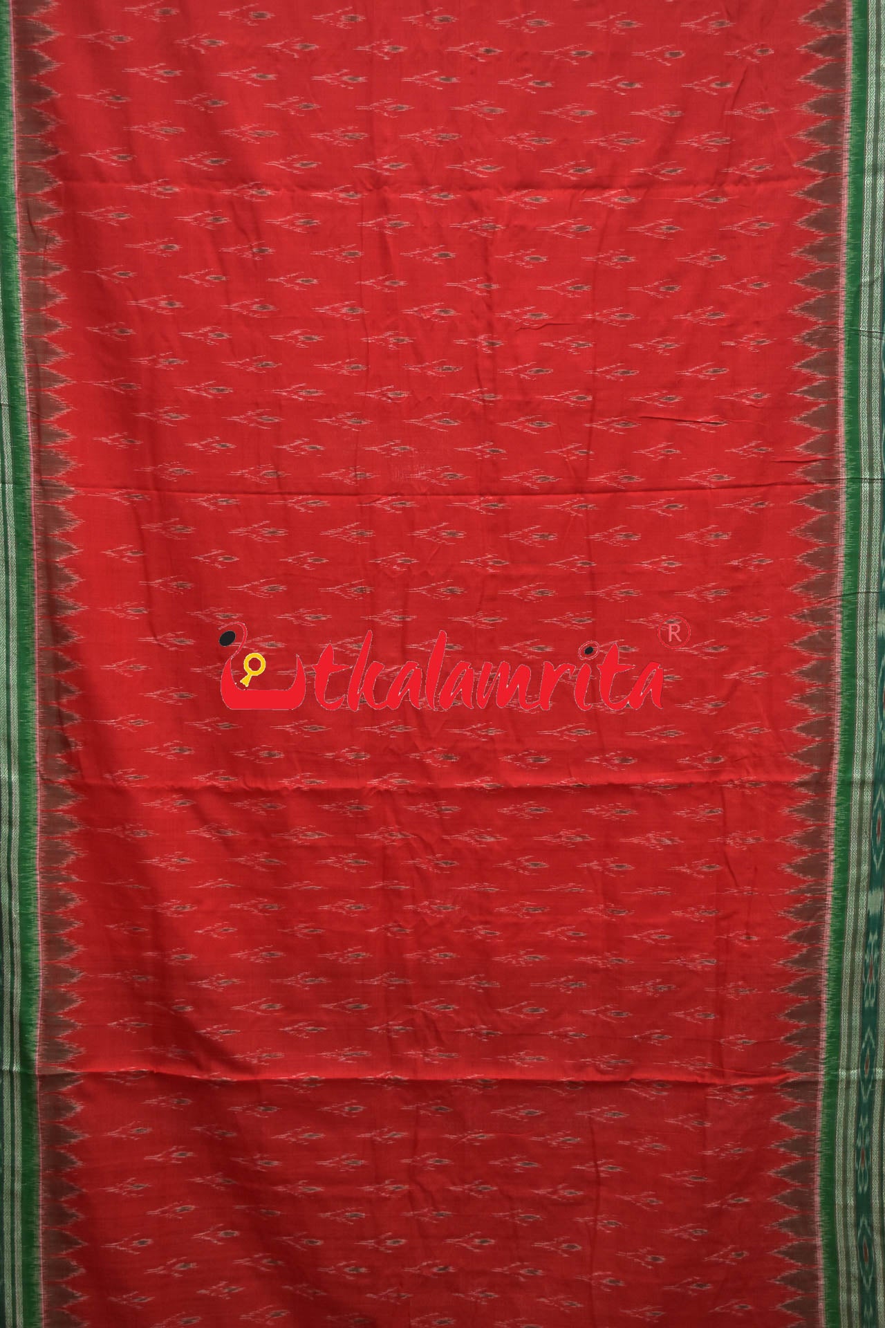 Red Green Kadha Khandua Cotton Saree