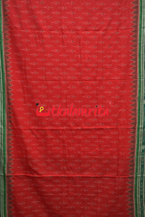 Red Green Kadha Khandua Cotton Saree