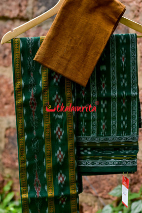 Green Golden Pasapali Long Flower Bandha Dress Set