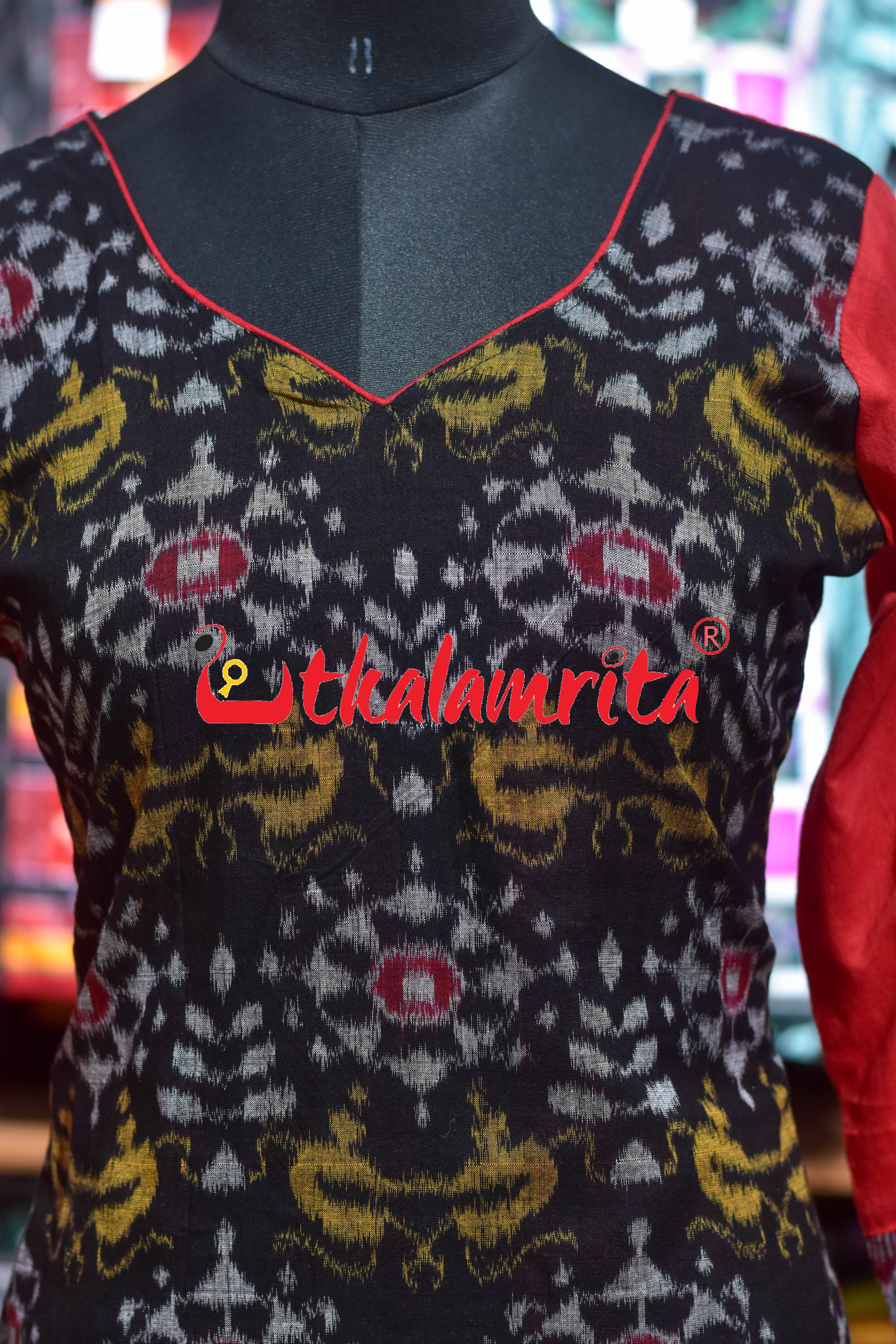 Red Sambalpuri Cotton (Ladies Kurta )
