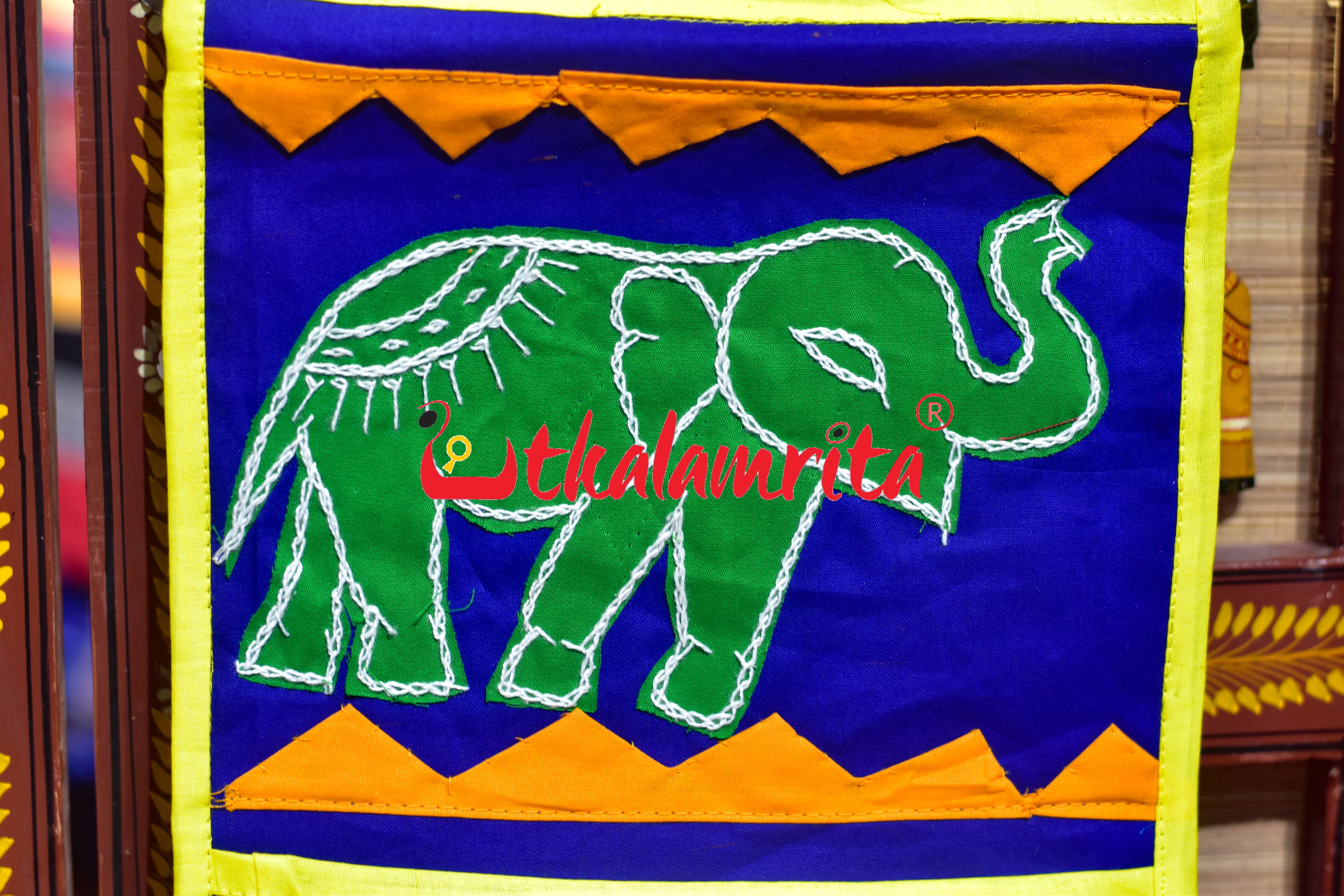 Blue Yellow Double Fish Pipli Applique Letter Box