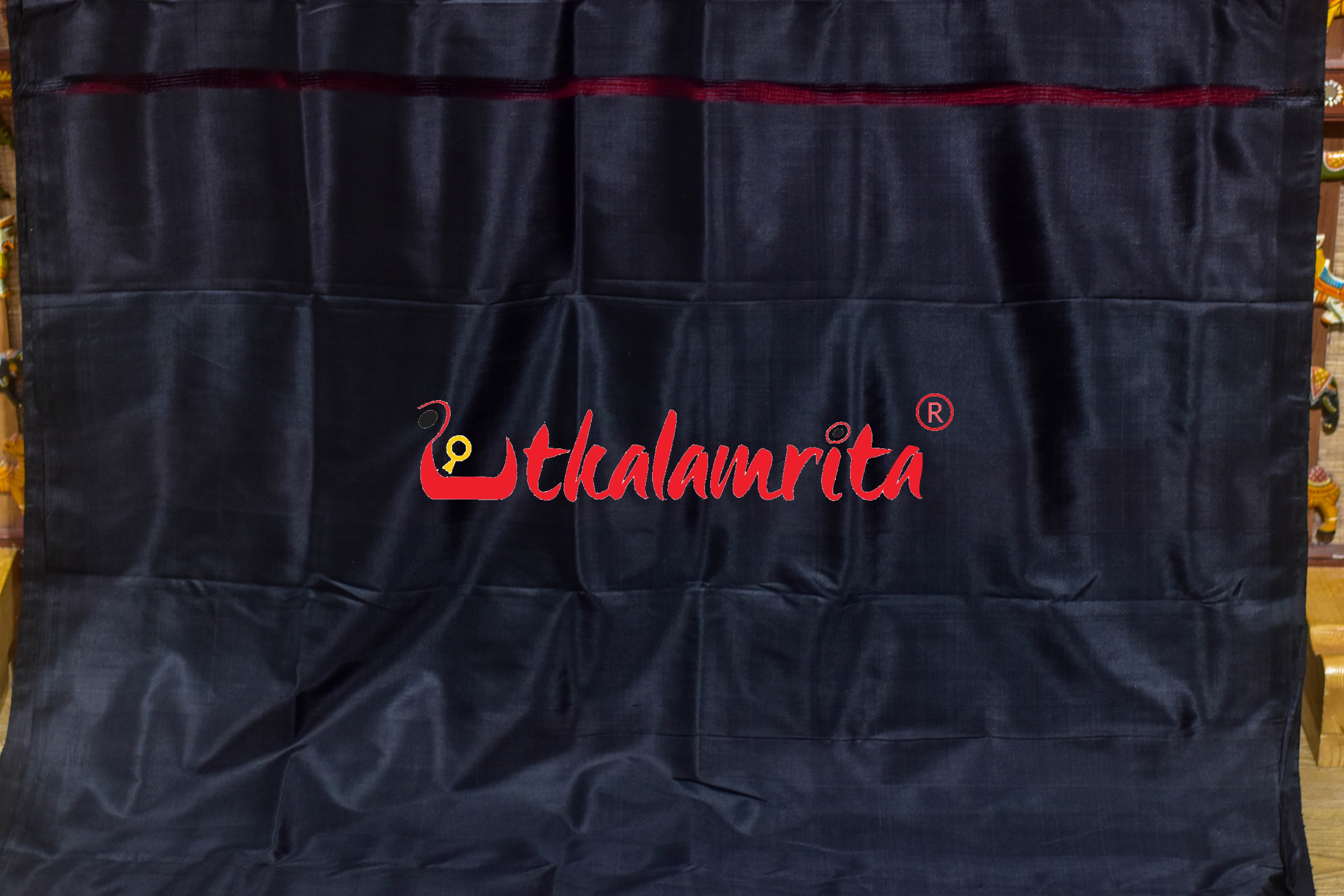 Baala Buti Maroon Black Khandua Silk Saree