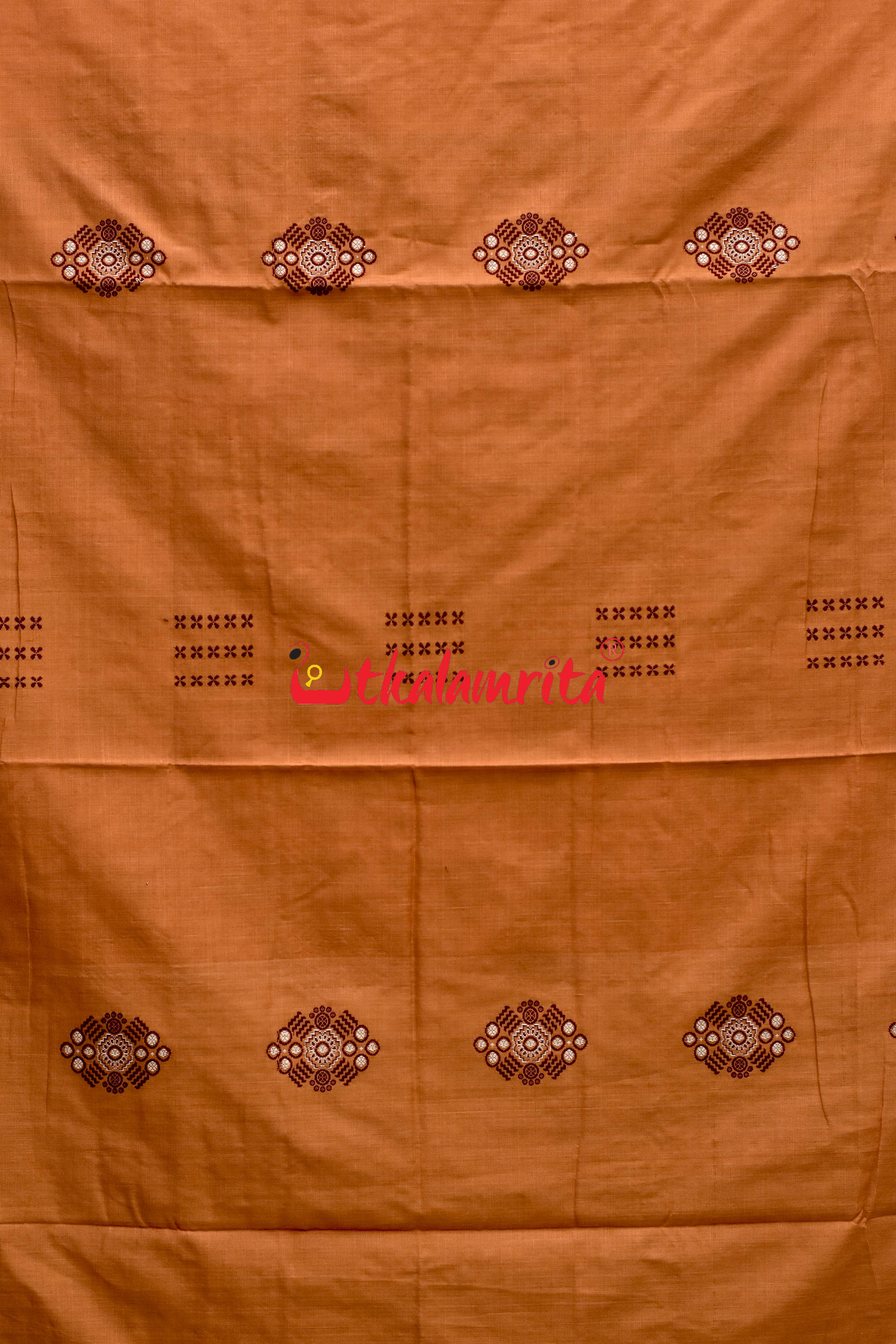 Biscuit Maroon Pentagon Bomkai Cotton Saree