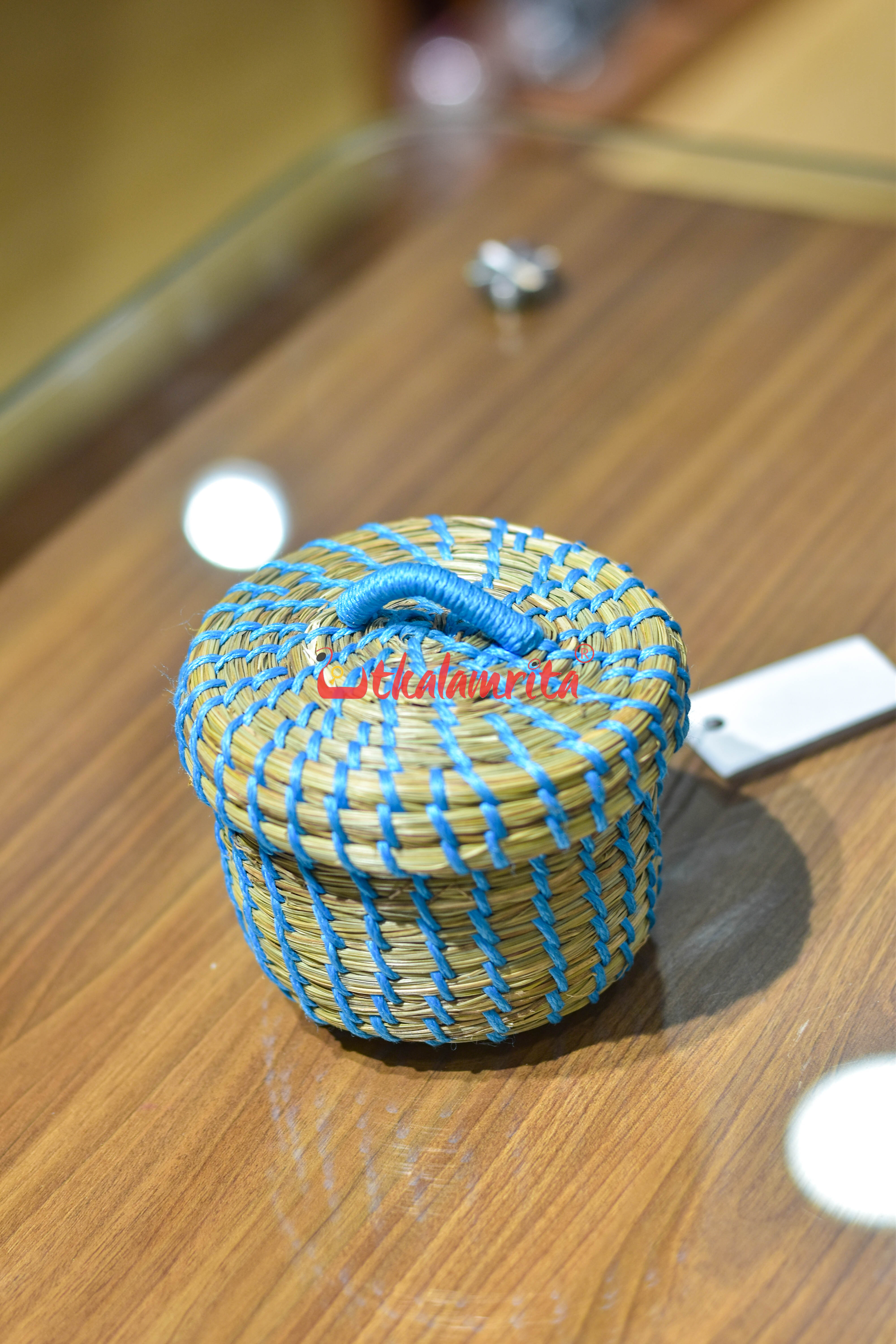 Sabai Grass Sky Blue Thread Jewellery Box